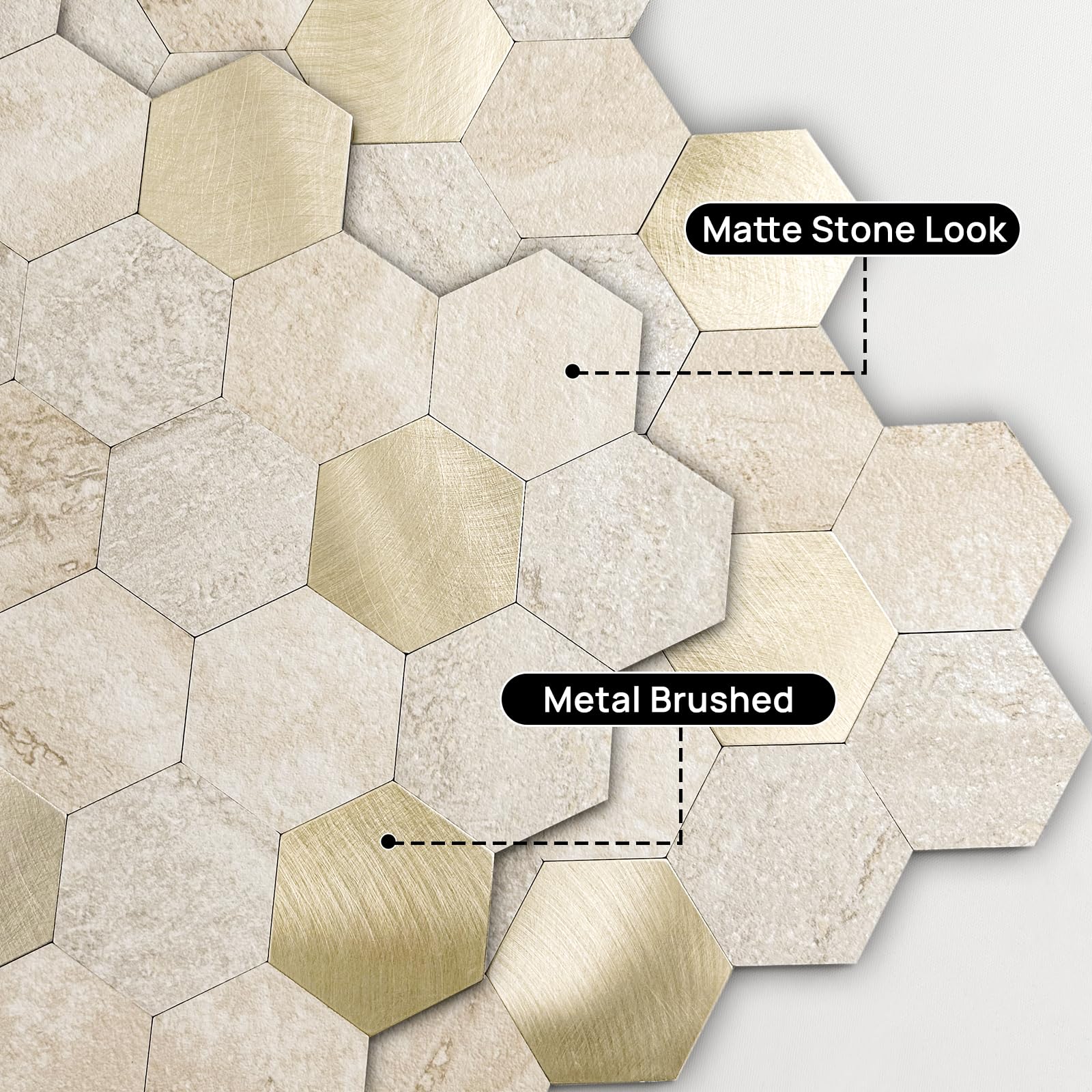 Azulejos Metálicos Adhesivos, Azulejos Autoadhesivos de 4mm de Grosor para Salpicadero con Despegar y Pegar de Metal Cepillado, 10 Hojas/Paquete