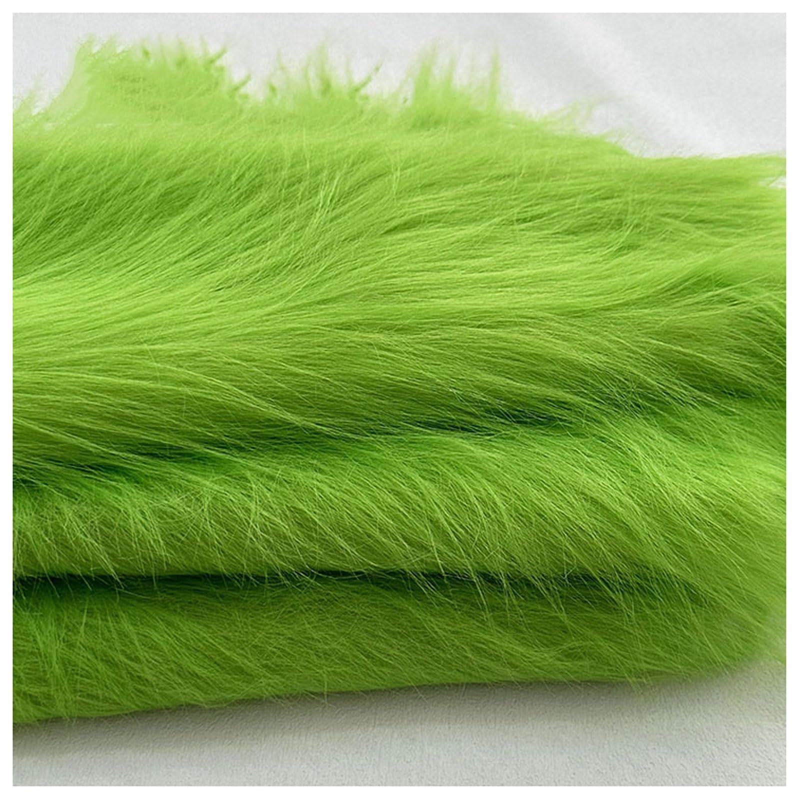 Shaggy Faux Fur Fabric 68 Colors Soft Plush12cm Long Pile Fake Fur Materials Craft Fabric, for Christmas Ornaments, Fursuit, Cosplay, Costume, Gnome Beards, Craft Supply, 50x180cm (Color : Green 3)