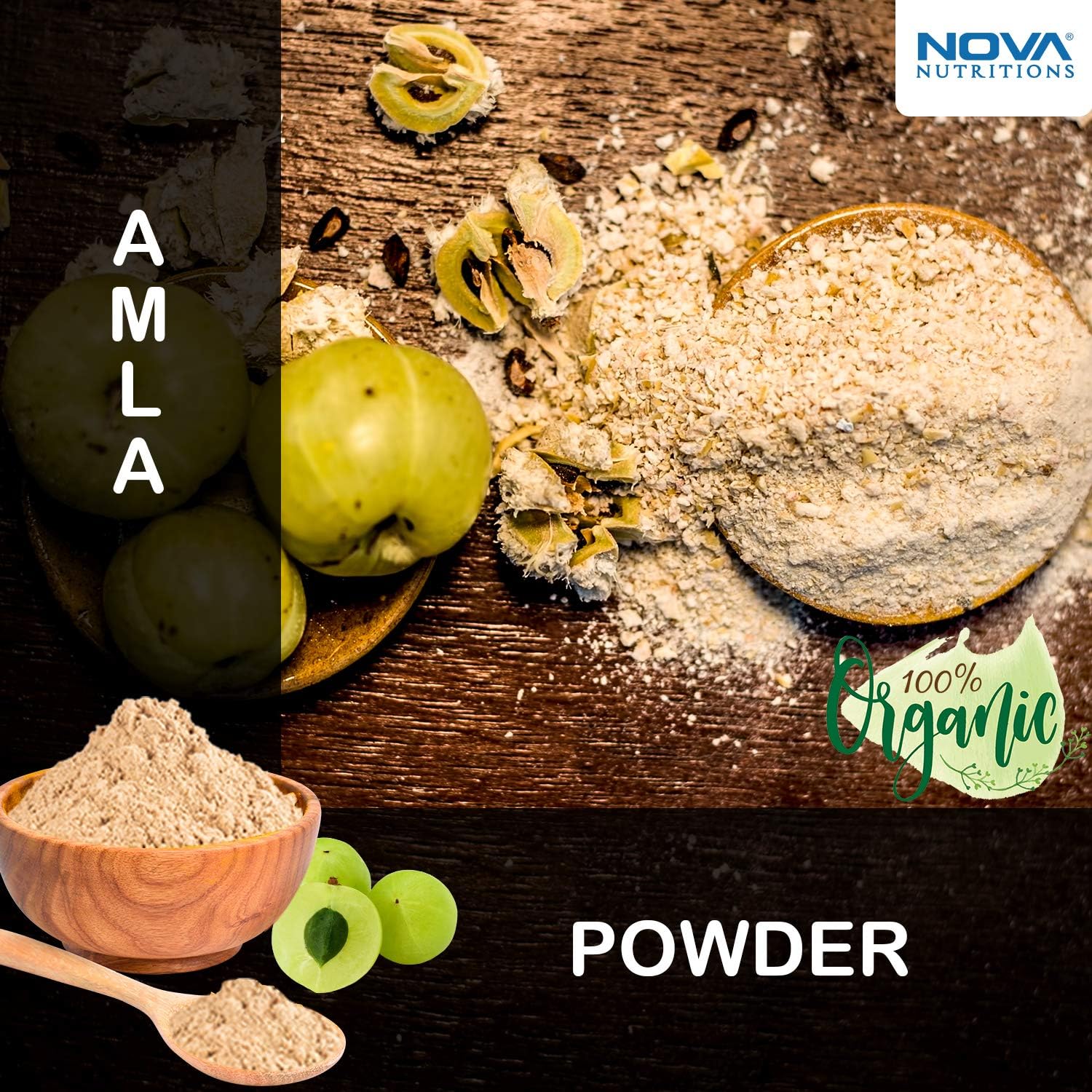 3 Pack - Nova Nutritions Certified Organic Amla Powder (Amalaki) 16 OZ (454 gm) - Rich in Antioxidant Vitamin C - Supports healthy immune function