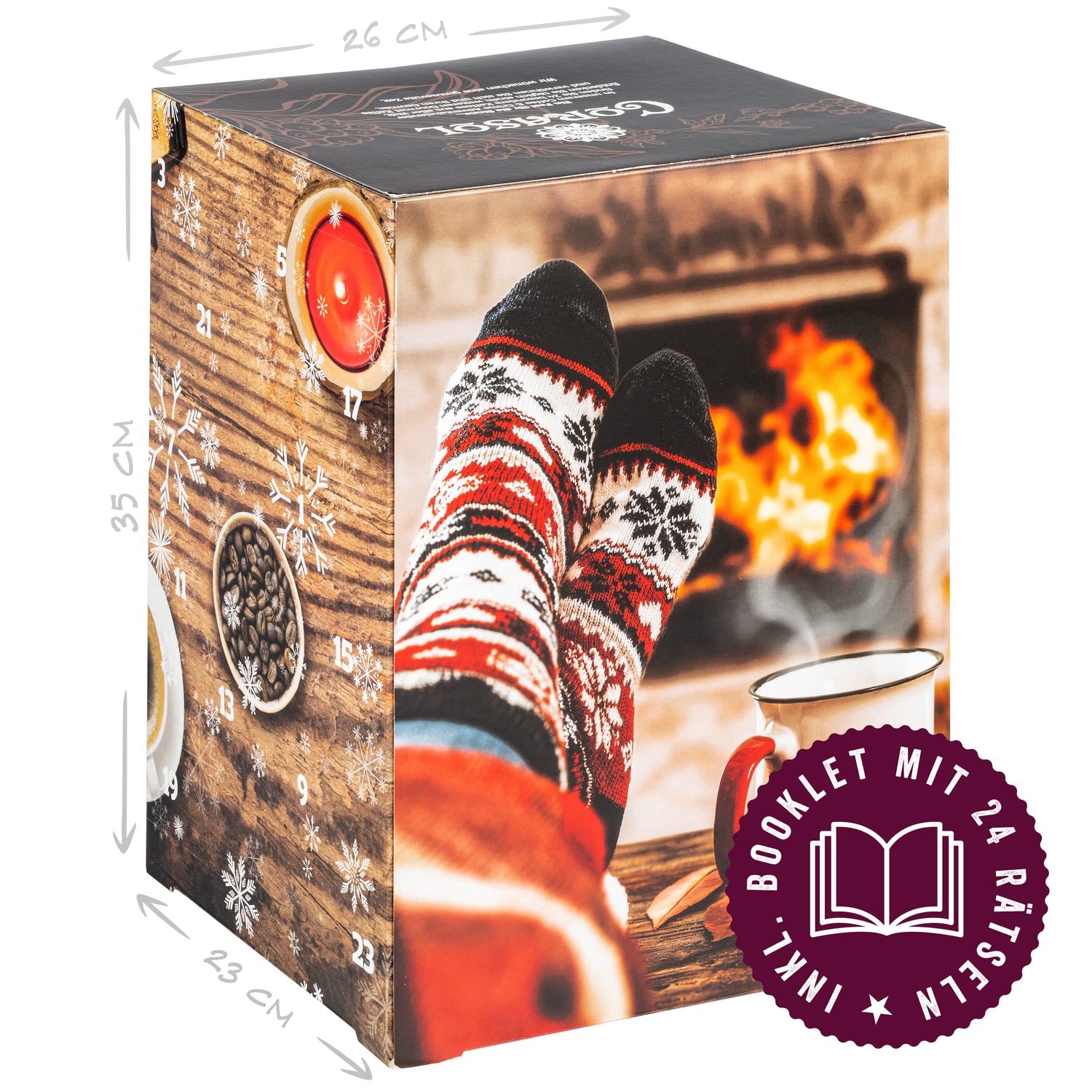 Corasol Premium Krimi & Kaffee Adventskalendermit 2025 Rätsel-Krimi: Wo ist Lord Edgerton - und Kaffees aus aller Welt im Coffeebag (240 g)