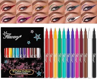 12 Colors Matte Liquid Eyeliner Set, Rainbow Colorful Neon Eyeliner Penc...
