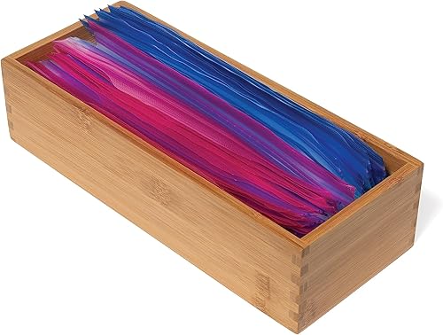 Miniatura 8 de Lipper International Caja de almacenamiento de madera de bambú para utensilios de cocina, maquillaje o suministros de oficina, 5 x 12 x 3 pulgadas