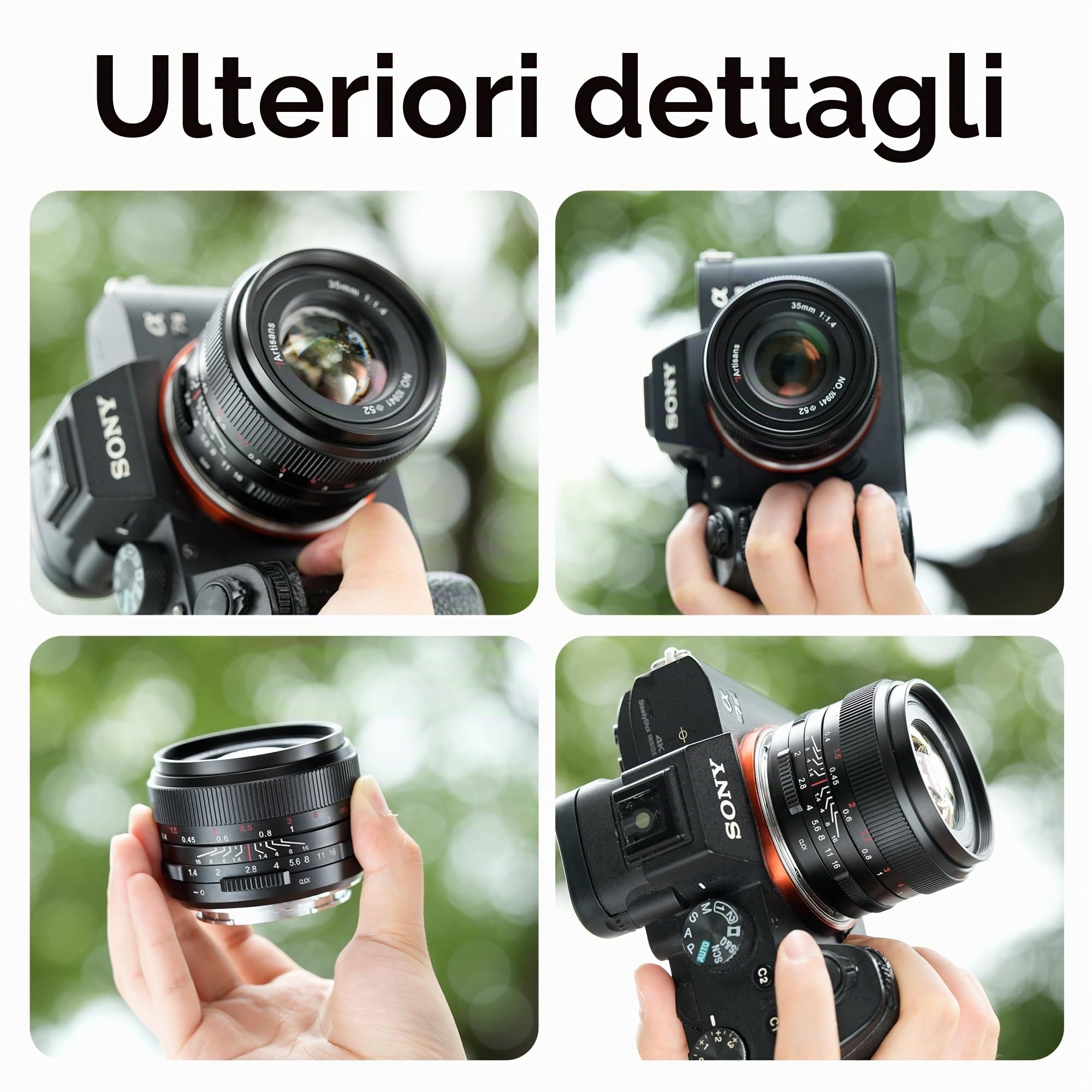 7artisans 35mm F1.4 Mark Ⅲ Full Frame Messa a fuoco manuale Prime Lens Grande apertura Compatibile con Sony E Mount Mirrorless Telecamere A7 A7R A7S A7RⅡ A7SⅡ A9 A7C A1 A7RIII A7III A7RIV A9II