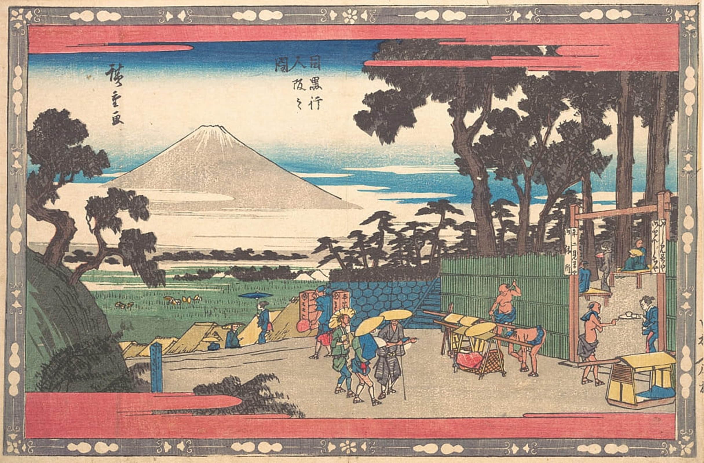 ARTXLXXBN Famous Painting Art Wall Decor Abstract Art Picture Meguro Gionin Zaka by Ando Hiroshige Animal Pictures for Home Decor 60x90cm