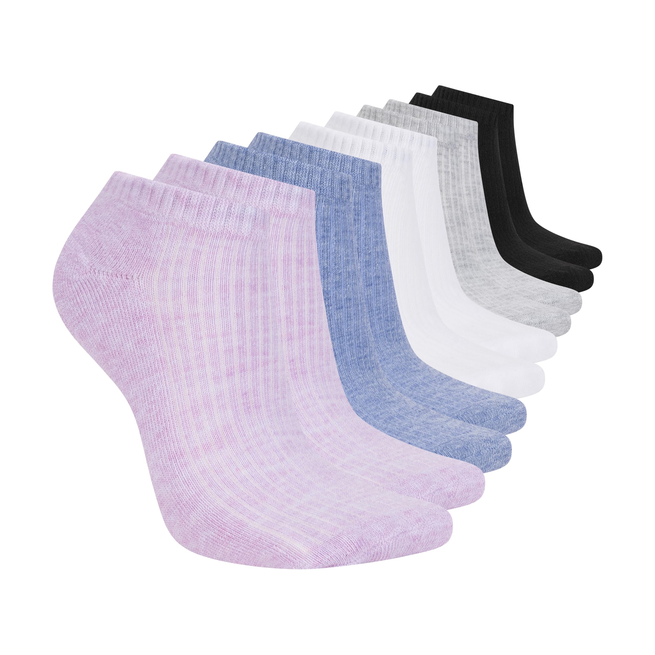 Skechers Women's 10 Pack Cushioned Low Cut Socks, Purple/Blue Mottled Multi, 42-44.5 EU