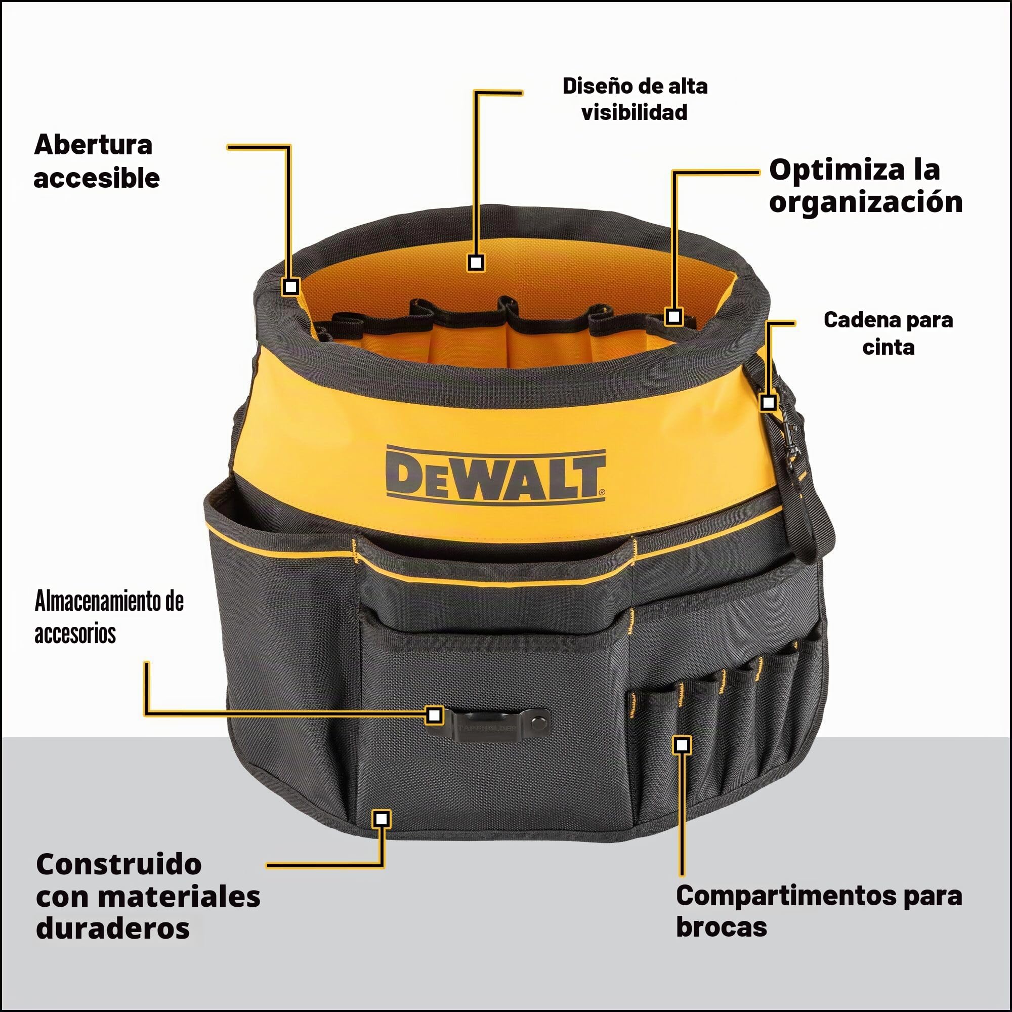 DEWALT Organizador de herramientas, 37 bolsillos y trabillas para almacenamiento de herramientas, incluyendo un bolsillo TOUGHCASE (DWST560109)