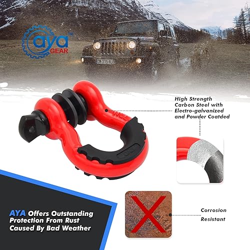 Miniatura 4 de AyA Gear Grillete de anillo D (paquete de 2) 62,700 libras de resistencia a la rotura con pasador de tornillo de 78 pulgadas y grillete aislador y