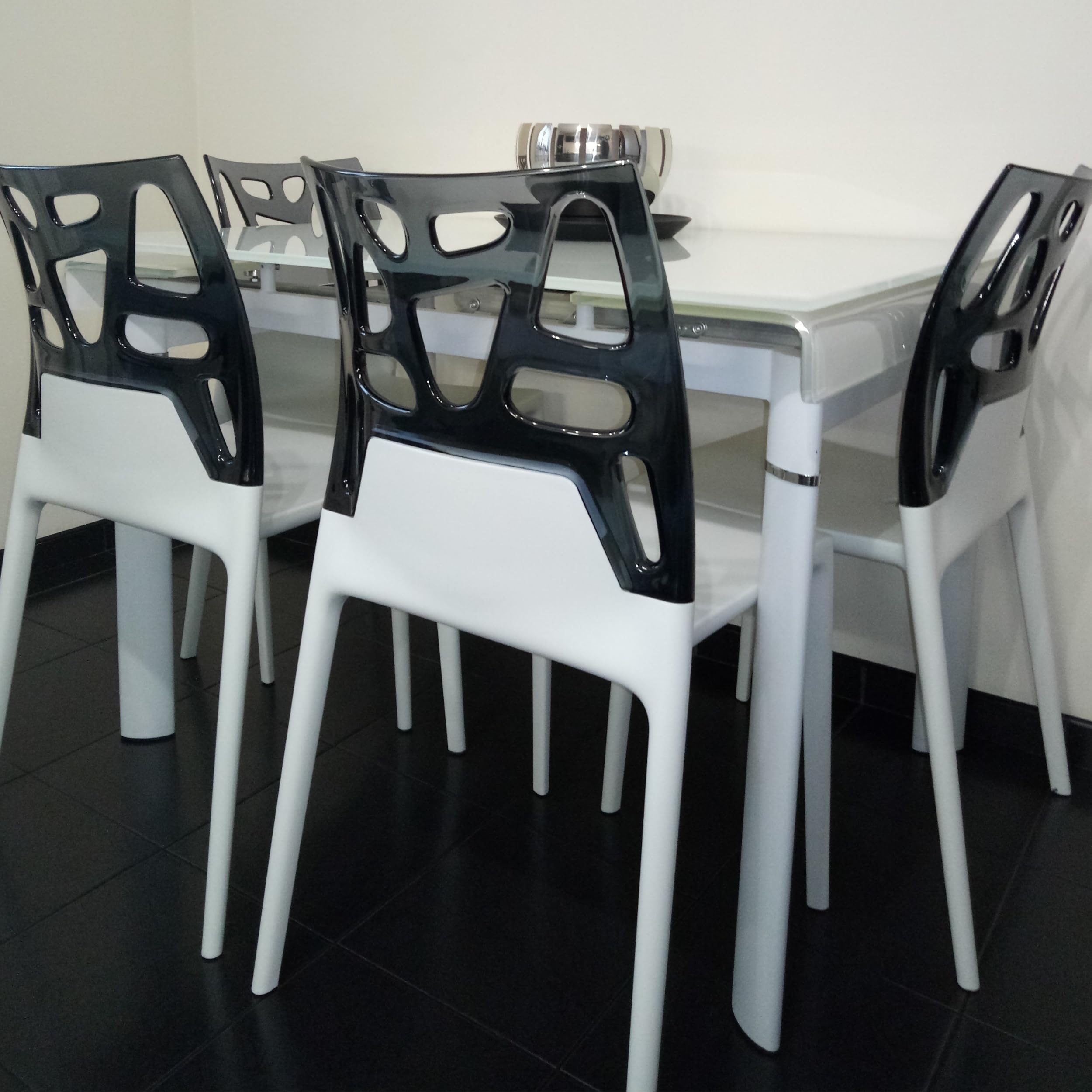 PAPATYA EGO-Rock Chaise Design en Plastique - Capacité de Charge 200 kg, Stable pour Hôtel, Restaurant, Légère pour Balcon - Blanc Transparent