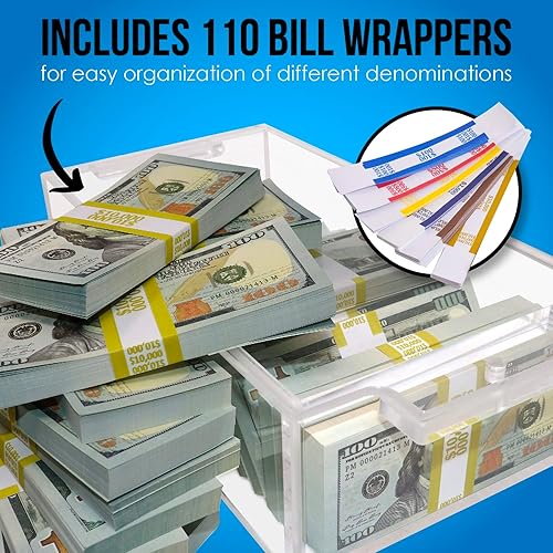 Miniatura 8 de Nadex Caja de efectivo de acrílico transparente con cubierta deslizante, grosor de caja de 0.197 in, orificio de bloqueo de 0.315 in, incluye 110