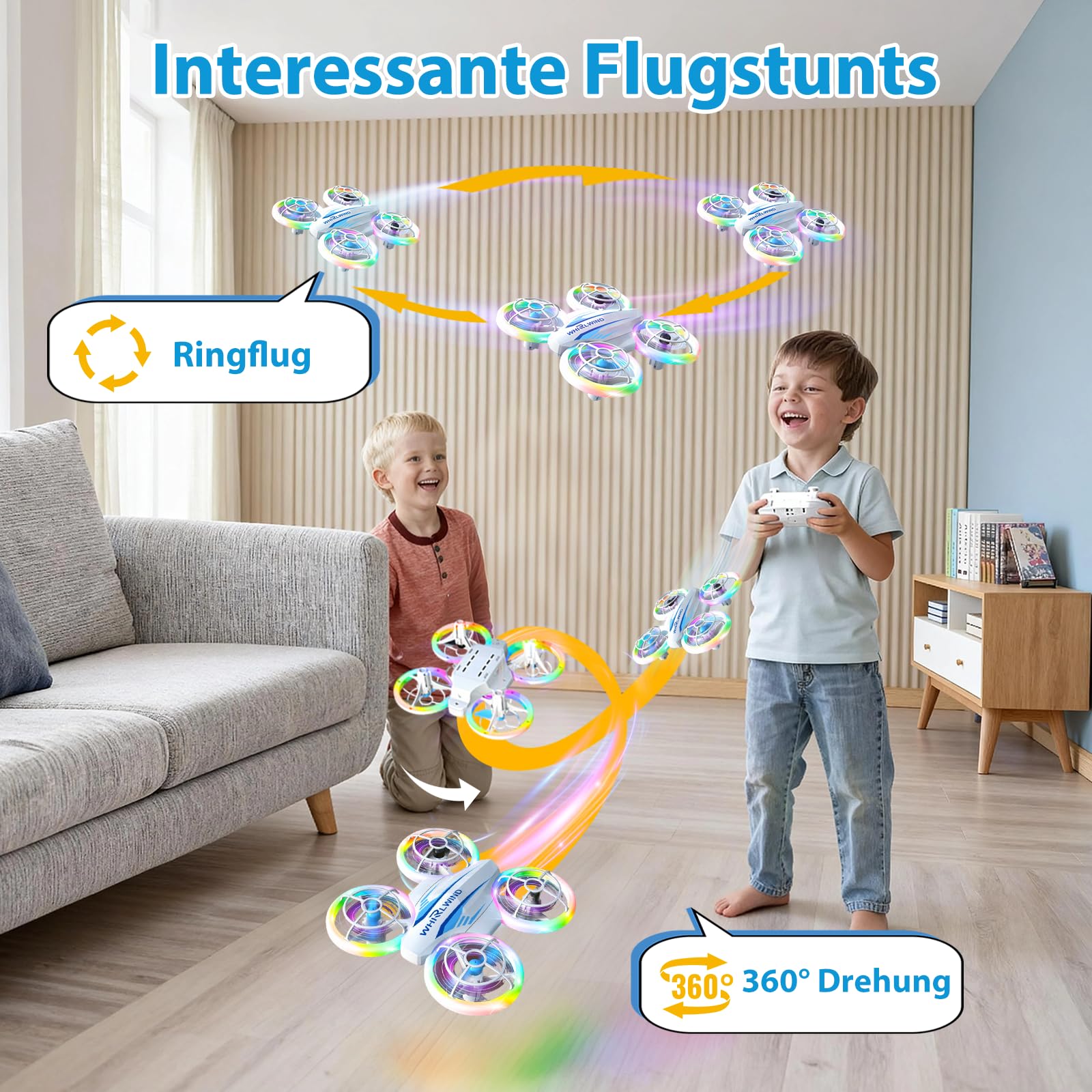 Mini Drohne für Kinder Drohne Spielzeug ab 6+ Jahre, RC Flugzeug Spielzeug Quadrocopter Drone für Kinder und Anfänger mit 3 Akkus, LED Lichter Indoor Outdoor Geschenk für Jungen Mädchen