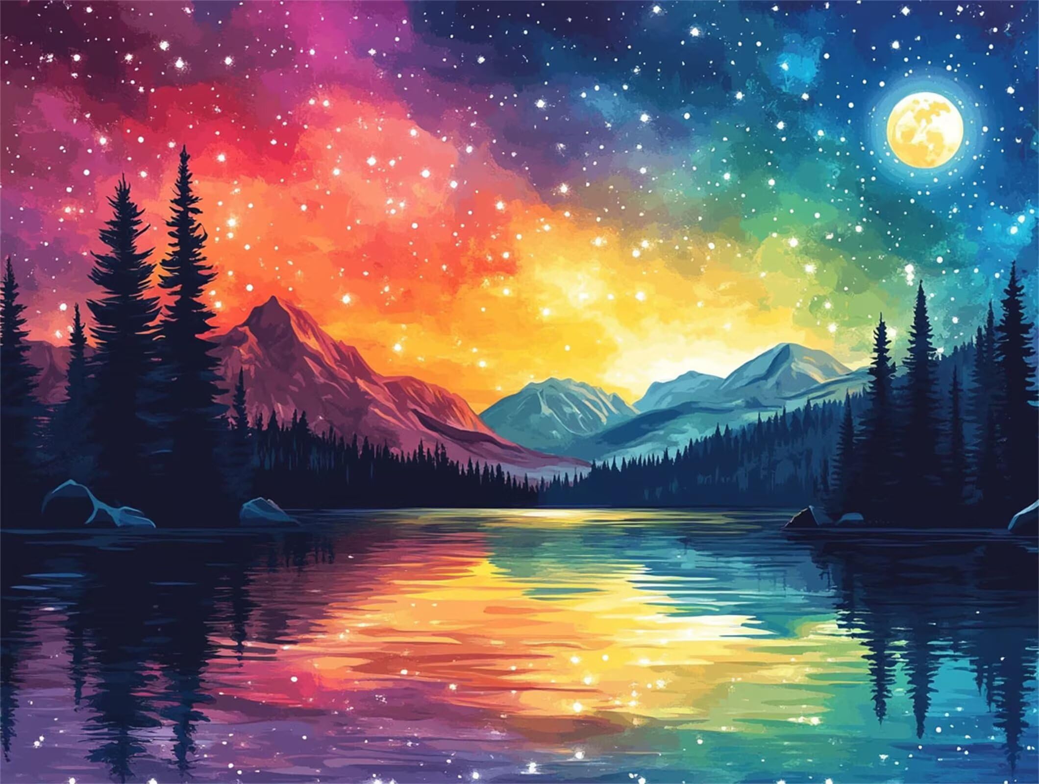 Diamond Painting Aurora, 5D Diamond Painting Erwachsene 70x90cm qw1-671