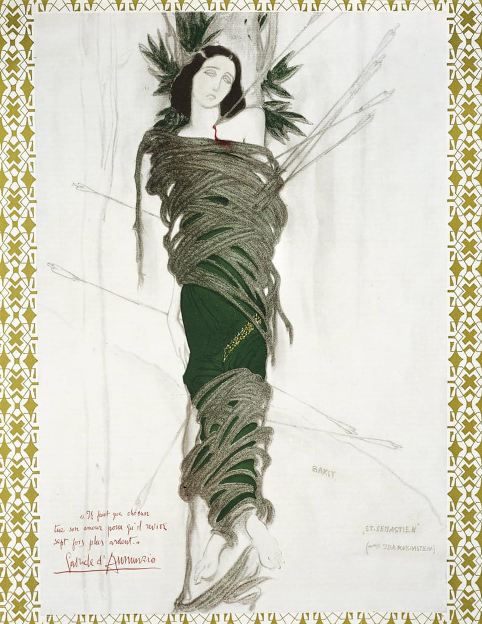 SERENDIPITP Retro Picture Poster Wall Art Pictures Painting France Scene for Claude Debussy's Martyrdom Autographic Note by Leon Bakst Wall Art Canvas Print for Wall Decor 60x90cm