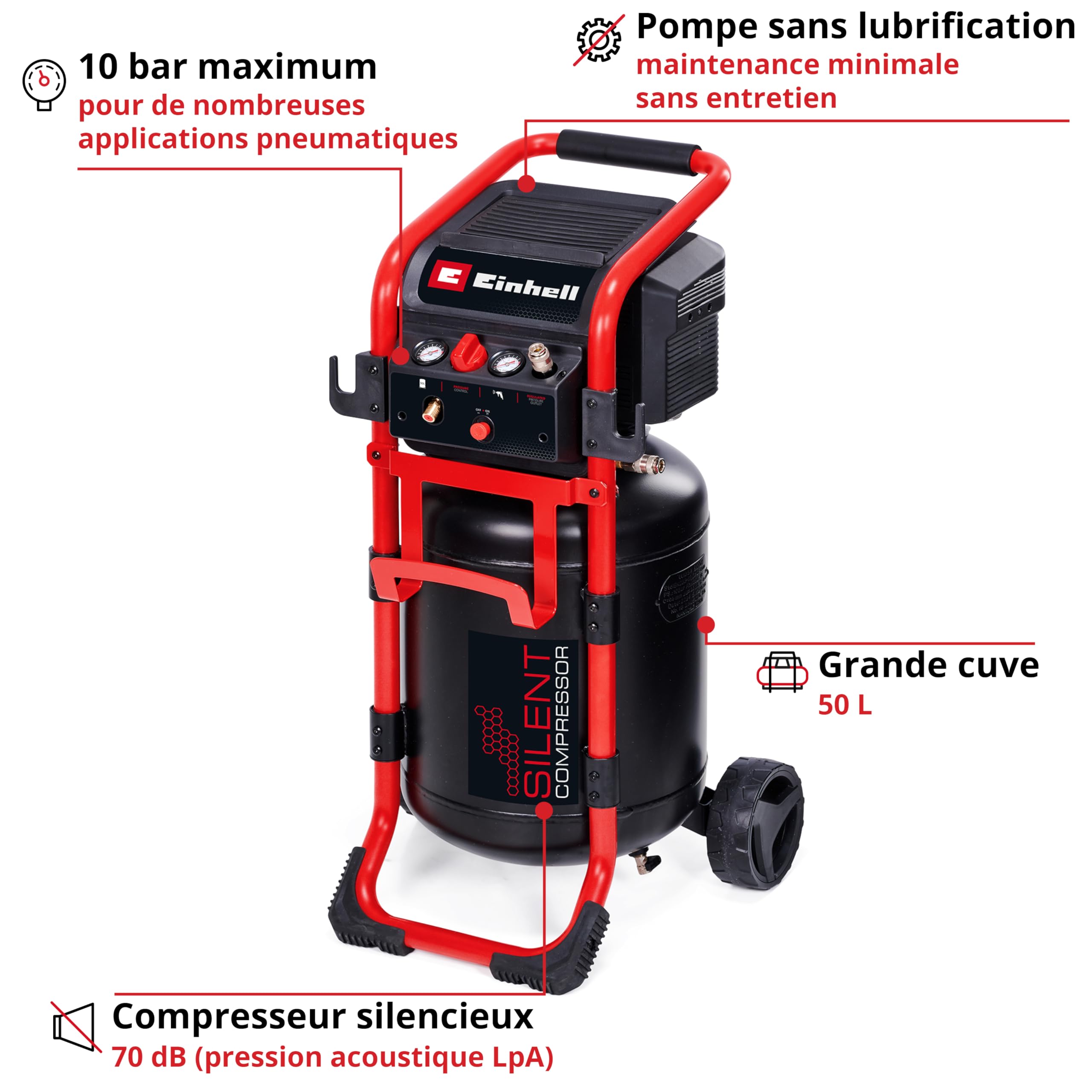 Einhell Compresseur à air silencieux TE-AC 270/50 Silent