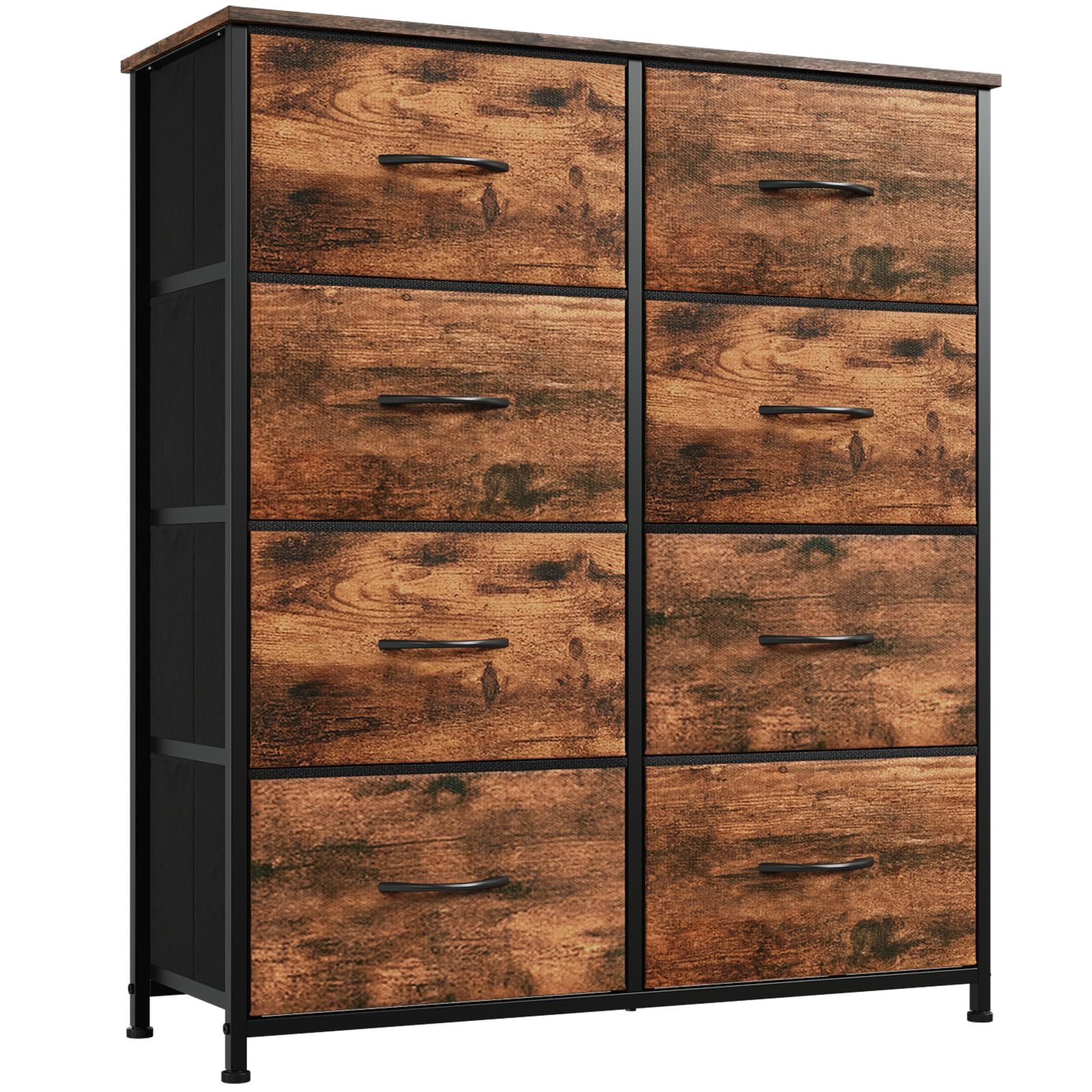 Somdot Tall Chest of Drawers for Bedroom with 8 Drawers, Wide Storage Organiser Fabric Dresser for Closet Nursery Bedside Living Room Laundry Entryway Hallway, Wood Grain Print โ image 1
