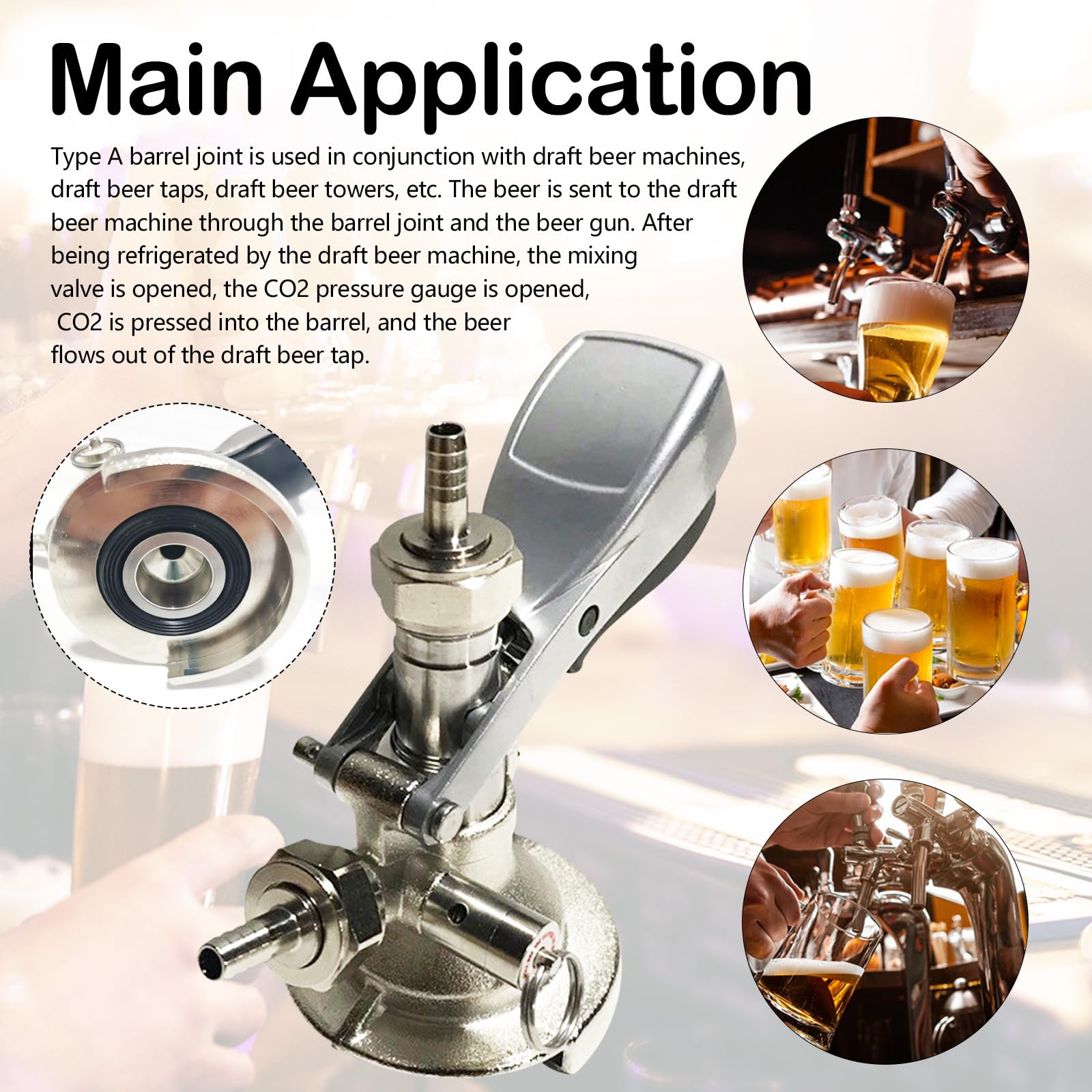 Rubinetto a testa cilindrica G5/8 filettatura 304 in acciaio inox per birra, rubinetti per birra, barili di birra, ideale per bar, ristoranti e riunioni di famiglia per birra e vino