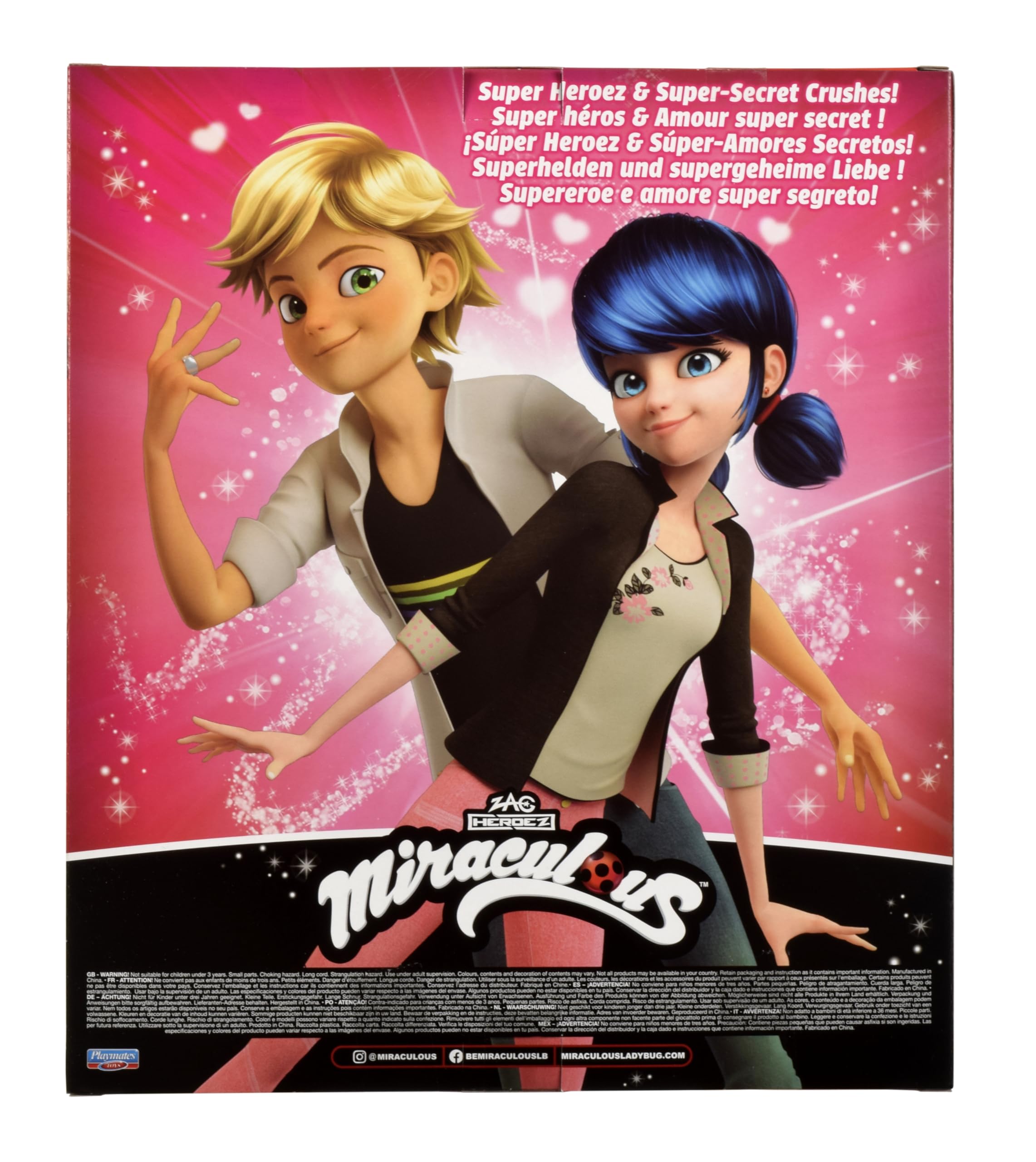 Bandai - Miraculous - Cudowny zestaw zabawek - Zestaw 2 lalek Marinette i Adrien - Crush Pack - Miraculous Figurki 26 cm - Figurki dla dzieci Marinette Adrien - Zabawka dla dzieci od 4 lat i powyżej