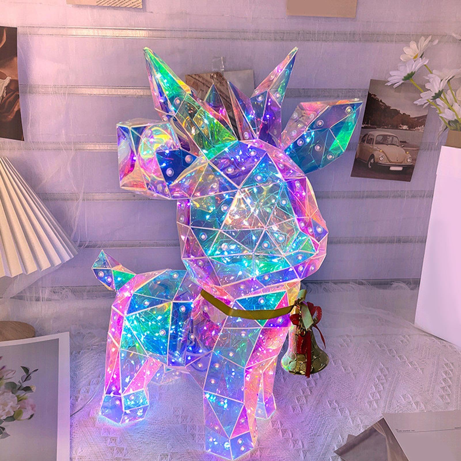 Renne Lumineux - Décoration de Noël - Élan de Noël - Figurine d'élan | lumineux à LED - Décoration de Noël à LED - Statue lumineuse pour bureau à domicile