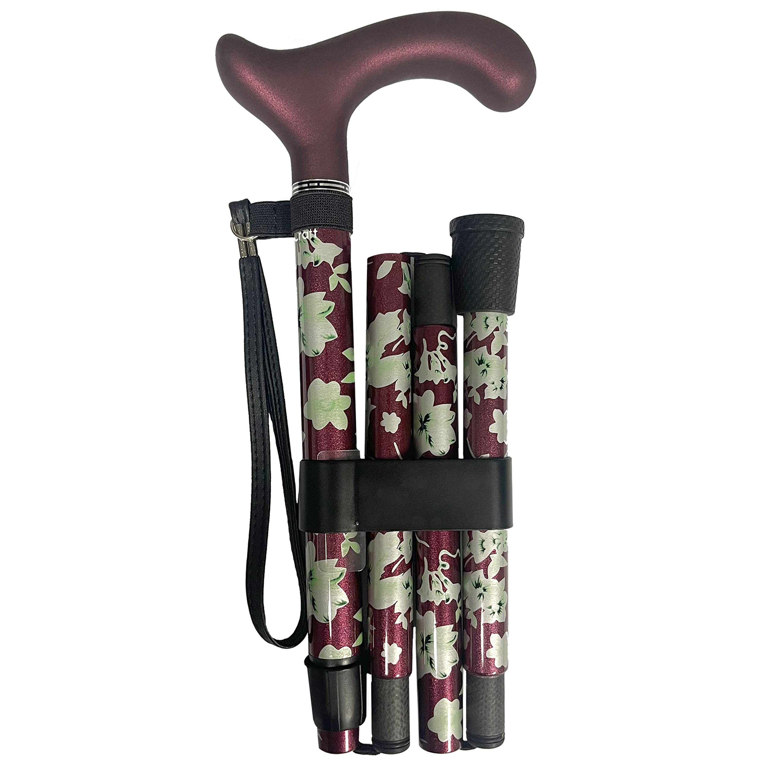 Carbon Fiber Folding Walking Cane for Men and Women - Ultra Lightweight Collapsible and Height Adjustable Walking Stick