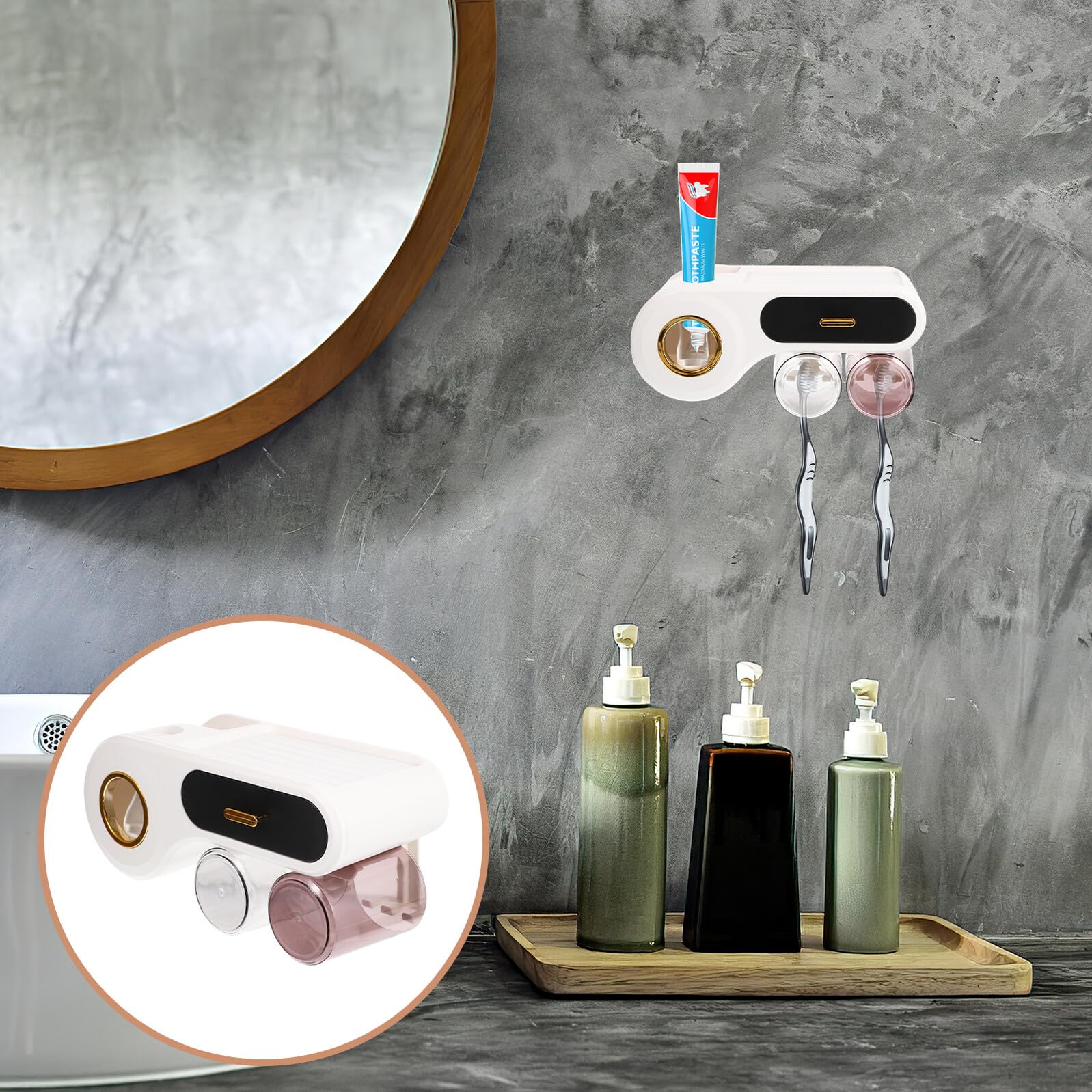 TOYANDONA Portaspazzolino Parete Organizzatore per Spazzolini e Dentifricio Mensola Salvaspazio per Bagno e Wc