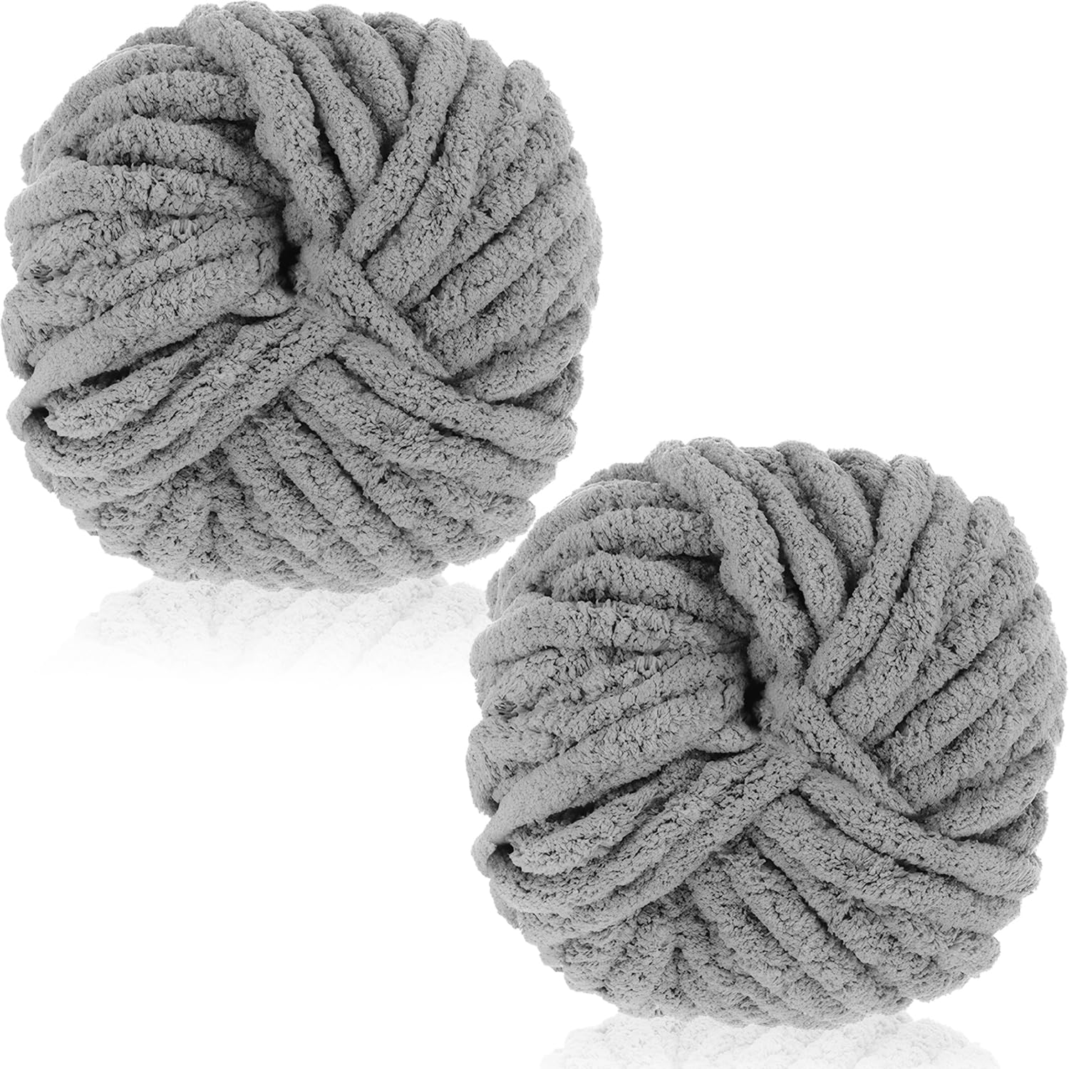 Exquilnova 2 Pack Chunky Yarn for Hand Knitting,Multiple Colors Chenille Yarn for Knitting & Crochet,Soft Chunky Wool for Blankets,Cushion,Scarves,Pet Beds,Bags,Hats,Sweaters(Dark Gray)