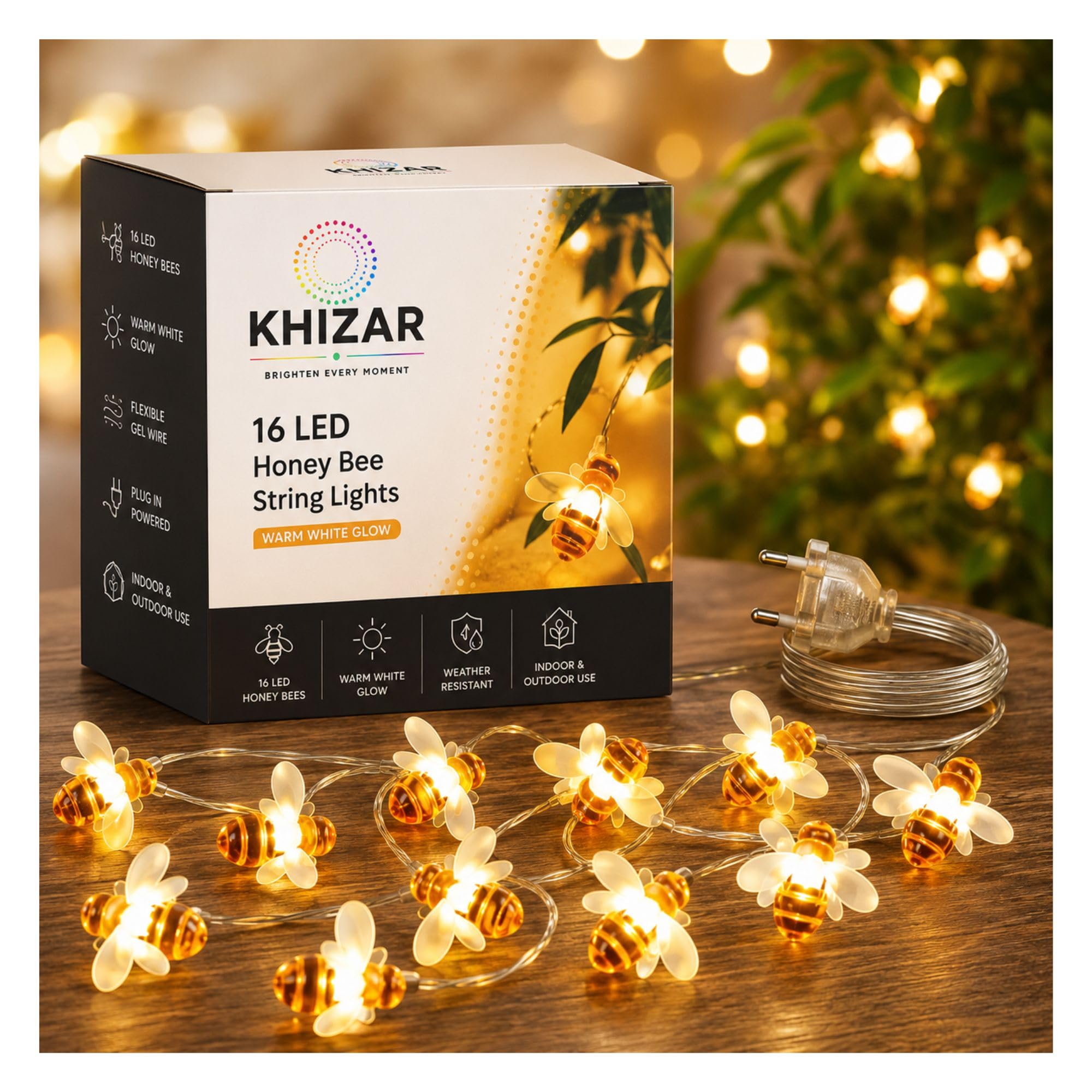 KHIZAR Honey Bee LED String Lights – Fairy Lights for Outdoor & Indoor Decoration | Christmas, Diwali, Home Décor, Kids & Girls Room, Garden, Party & Festive Lighting(16 LED Yellow Color)-image-26