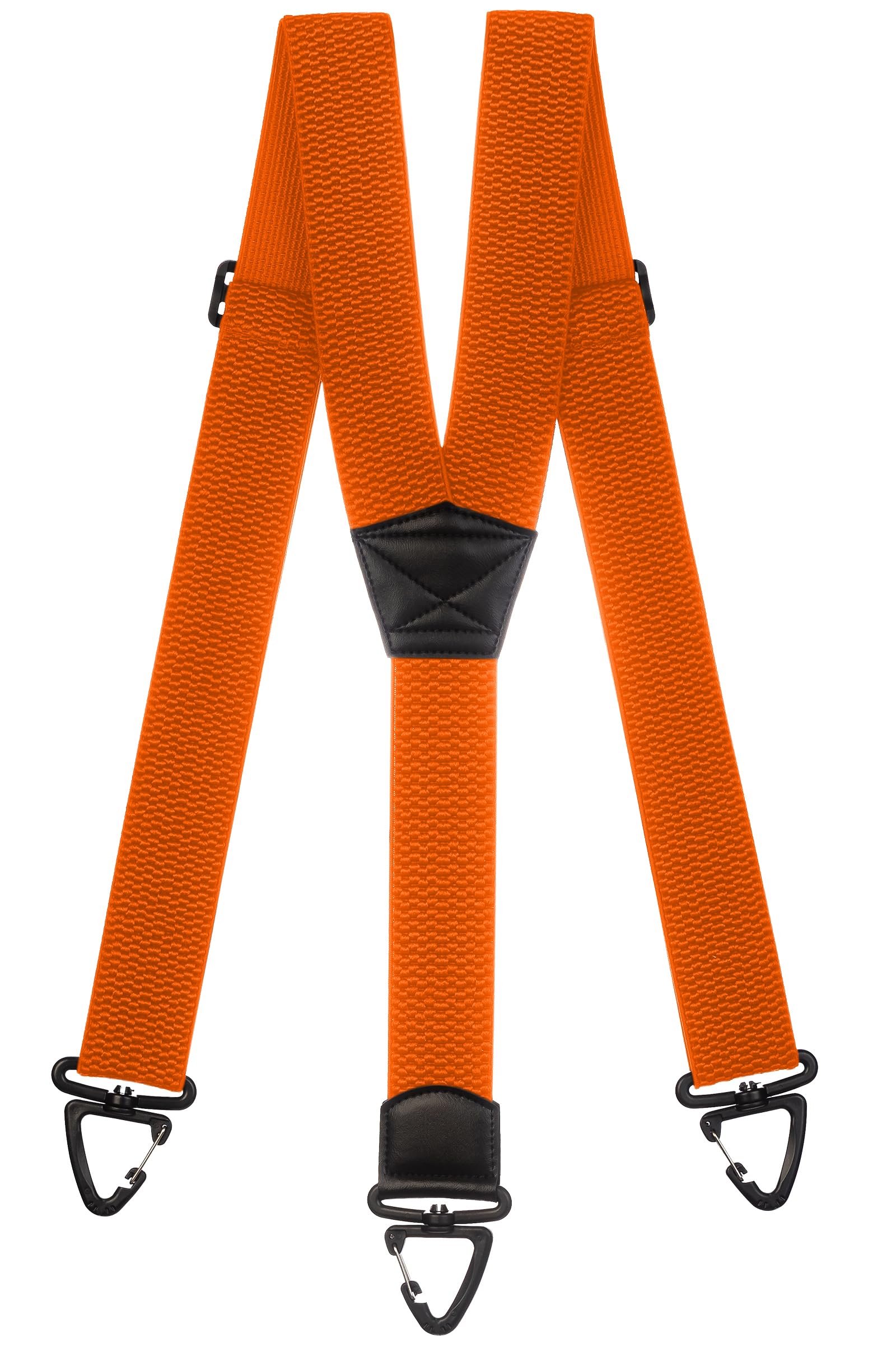 Olata Heavy Duty Extra Wide Y-Shape Braces/Suspenders with Plastic Carabiner Clips - 5cm. Orange