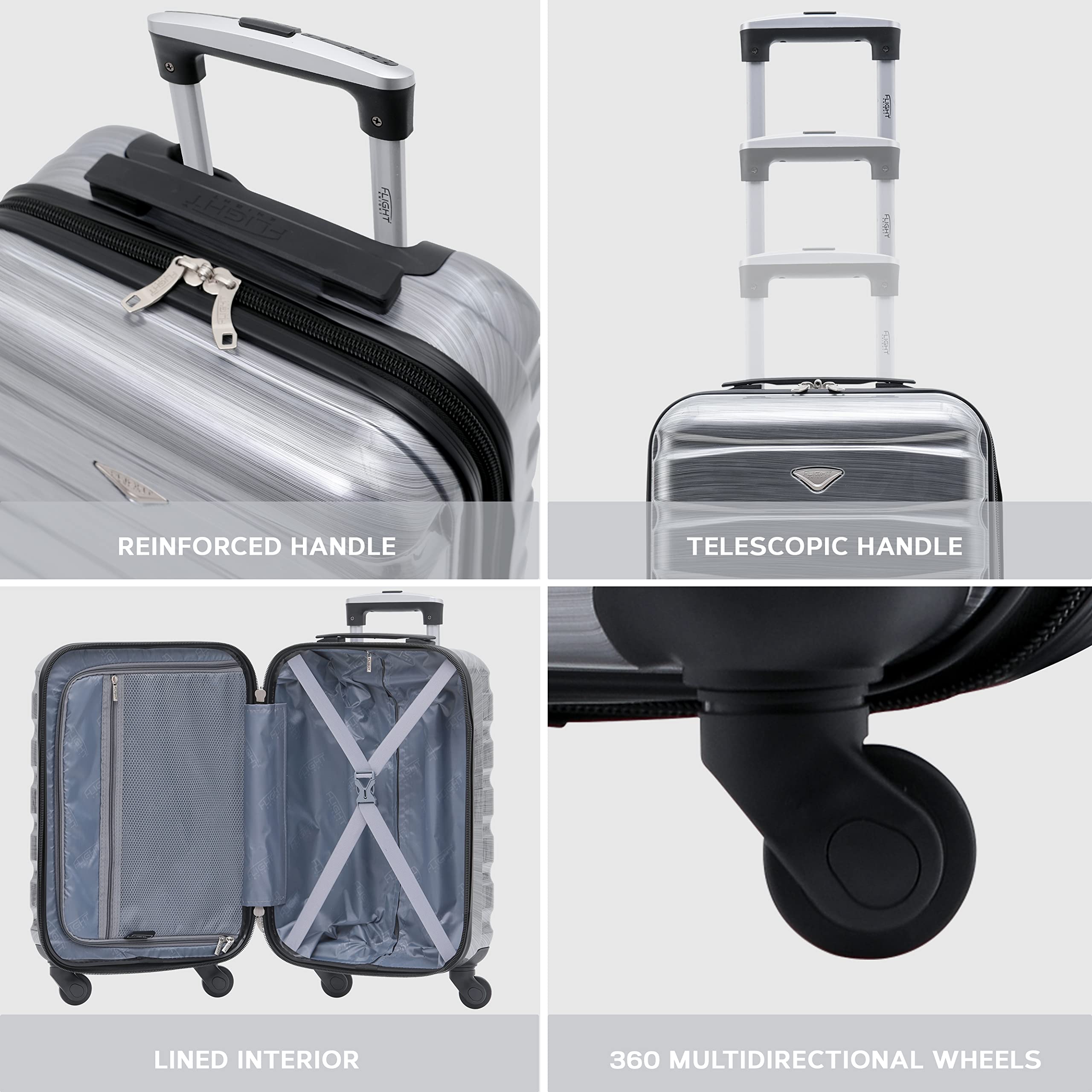 Flight Knight Cabin Suitcase 55x40x20 Ryanair Priority, EasyJet, Jet2 Lightweight Small Durable 4-Wheel Cabin Case, Carry-On for Over 60 Airlines, Hard Shell, 10kg Hand Luggage Bag (55 x 40 x 20 cm)