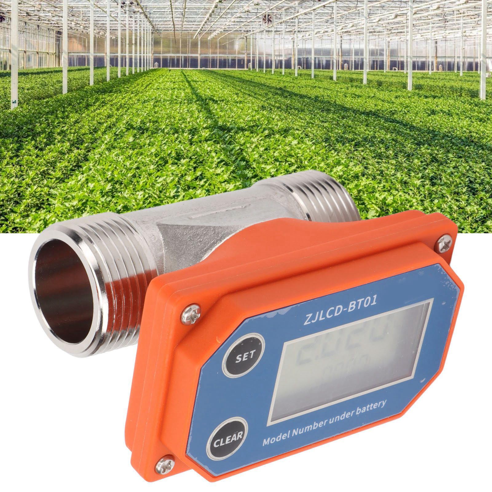 SIXRUN Medidor de Flujo Digital Sensor de Flujo de Agua de Acero Inoxidable con Pantalla Electrónica para Piscina y Planta de Agua 20-280L/min