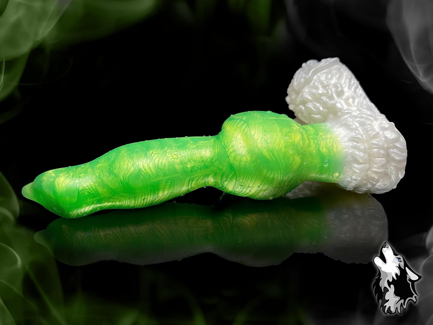 FlirtyDawg Fantasy Monster Werewolf Alien Dildo Adult Anal Realistic Sex Toy Butt Plug Platinum Silicone Extreme Huge Giant Knotted Lucky 12 inch Color Green White