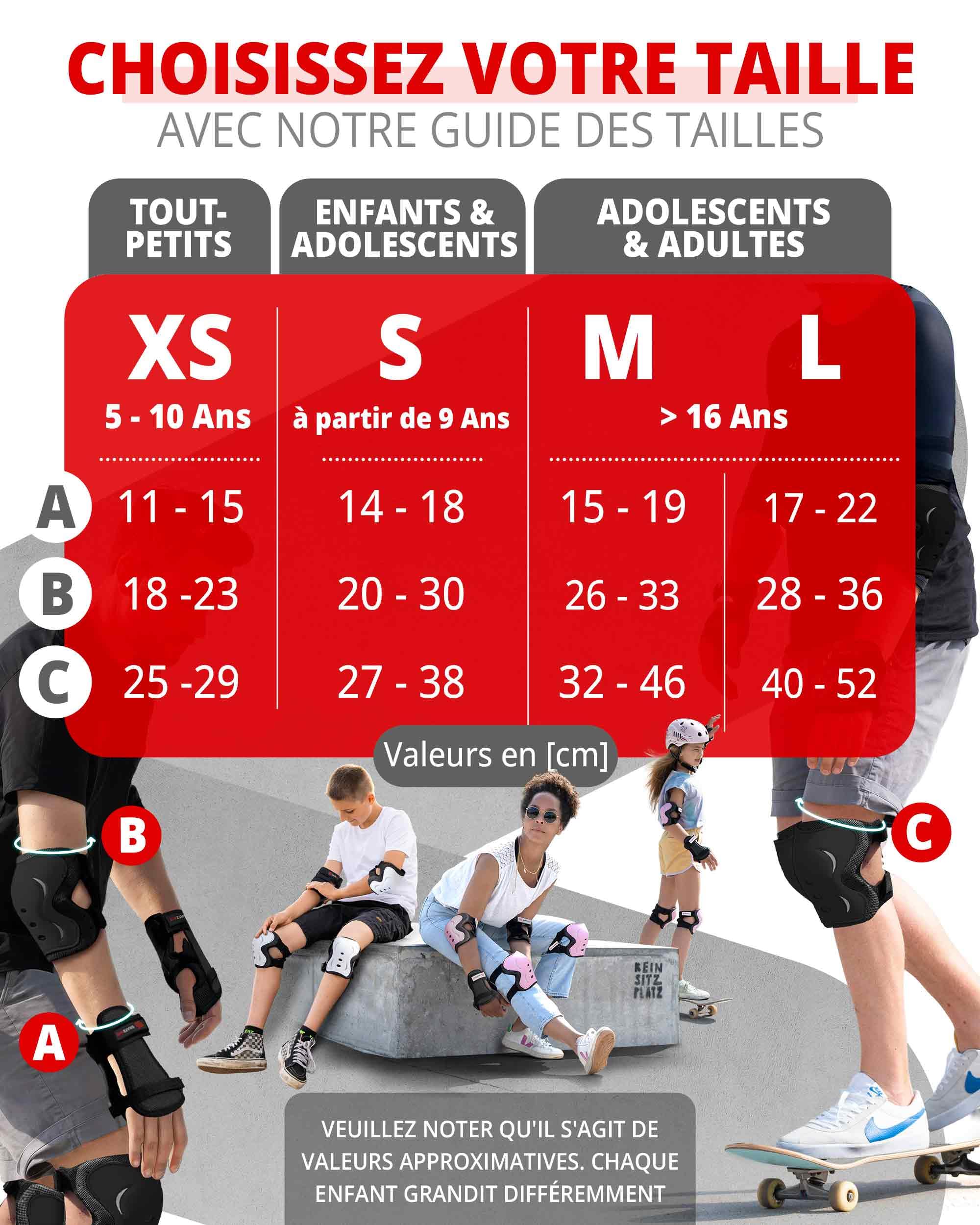 SKATEWIZ Kit de Protection Roller Enfant - Protection Skateboard Enfant, Adolescents et Adulte [6 pièces] avec Genouillères, Coudières et Protège-Poignets