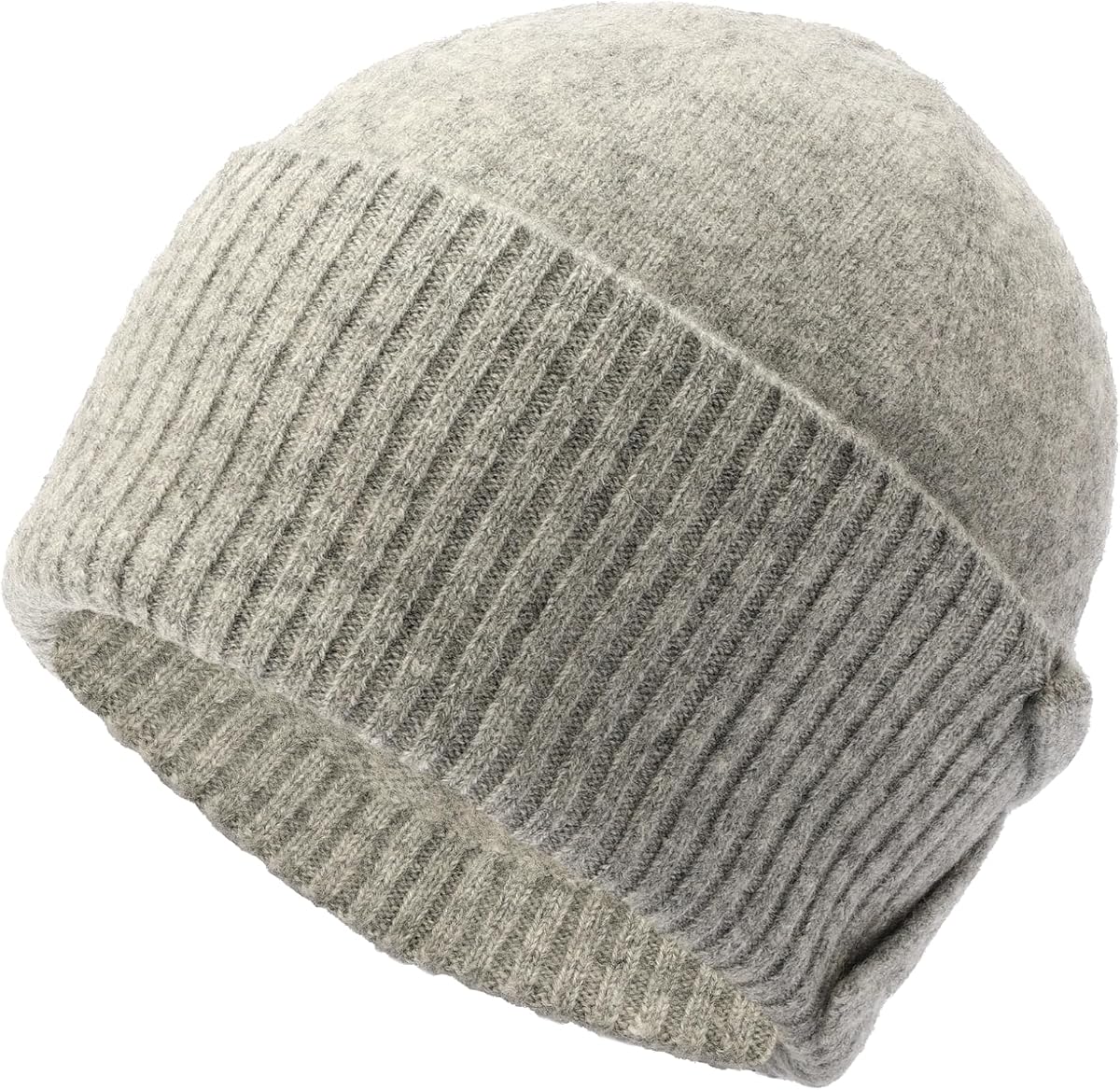 Gorro con lazo para mujer, gorro de punto de invierno, 100% mezcla de lana, gris jaspeado