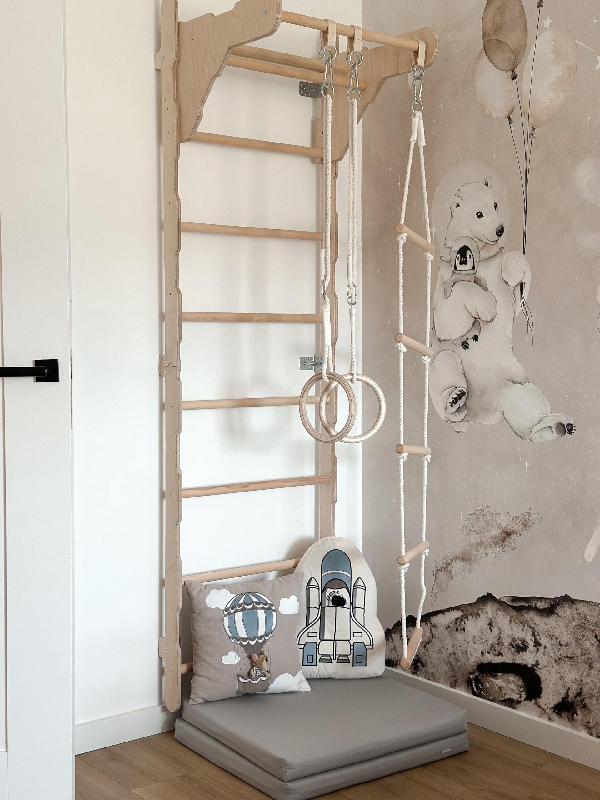 Zweedse ladder - Klimwand Spartak-5-220 - Houten Sprossenwand & Klettergerüst voor Kinderen en Volwassenen – Turnwand & Sporttoestel voor Thuis