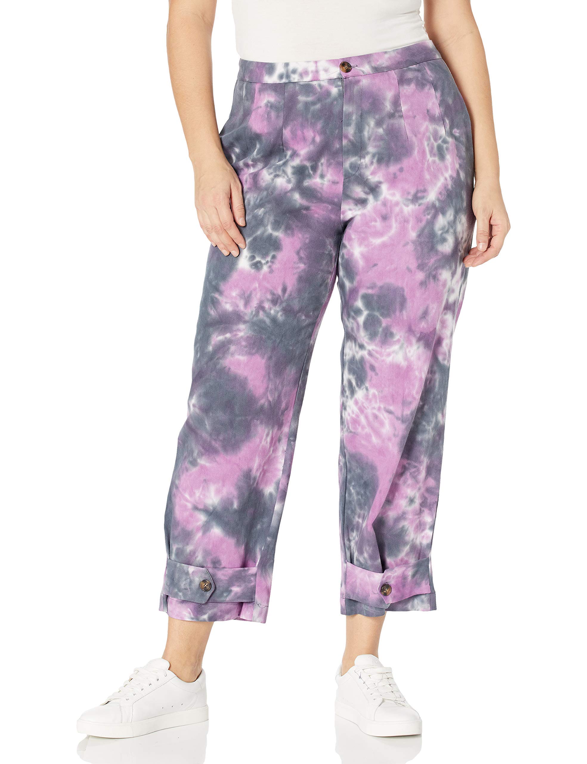 KENDALL KYLIE Womens Plus Size Belted Ankle Twill Pants