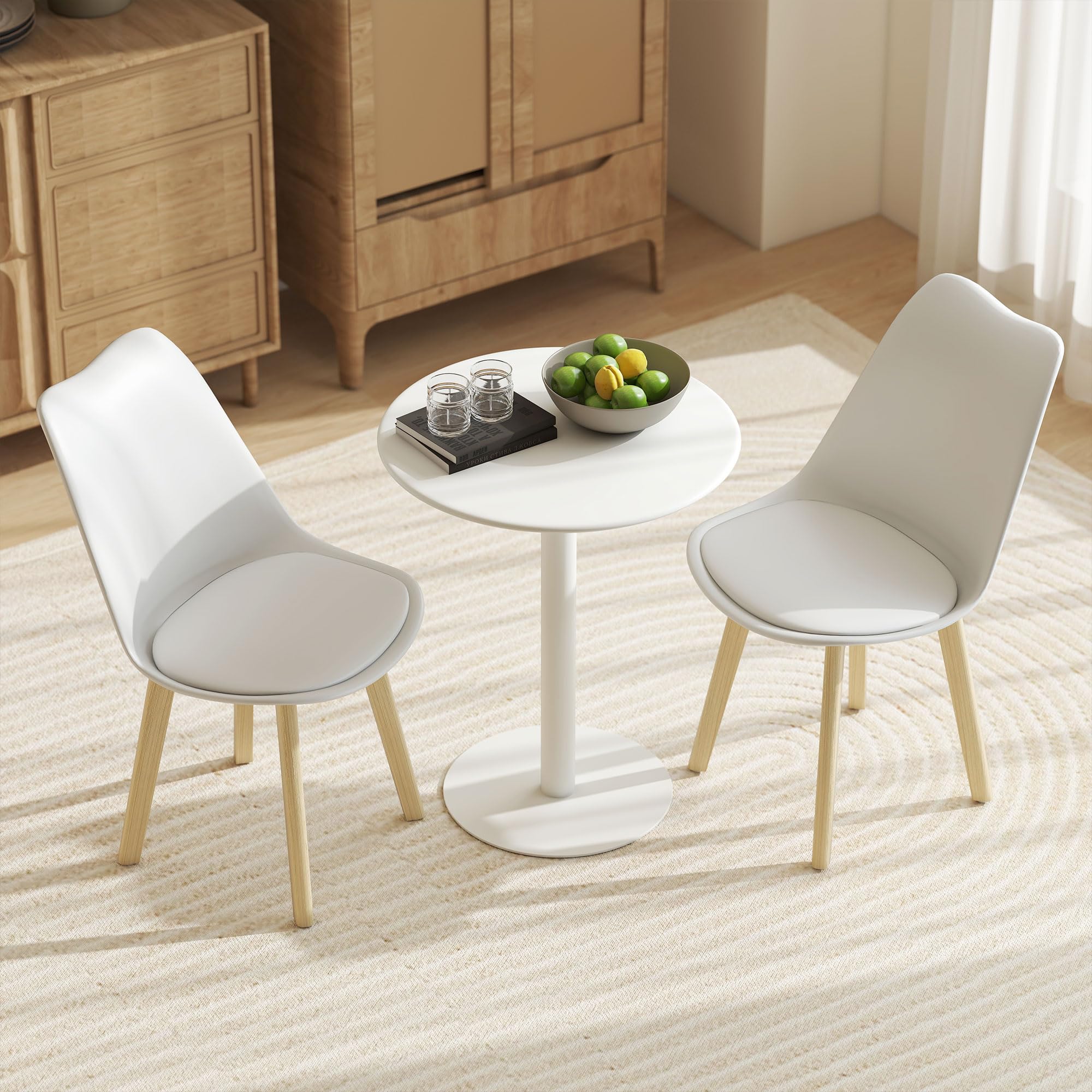 HOMCOM Esstisch 60 x 60 cm Rund Küchentisch für 2 Personen Esszimmertisch mit Säulentisch Kleiner moderner Tisch für Küche, Esszimmer Wohnzimmer Weiß