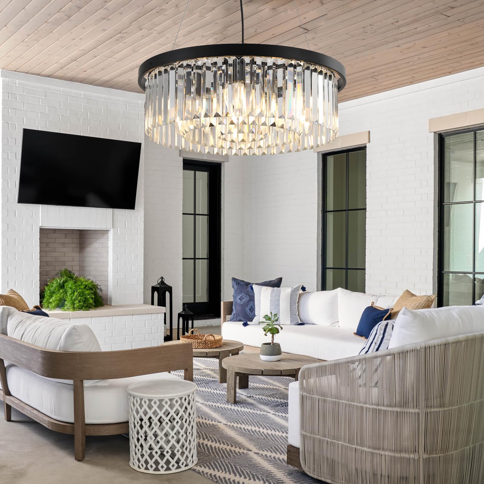 AHXIAOZN Lampadario di Cristallo Moderno, Lusso Lampadario Cristallo Soffitto, Rotondo di Plafoniera per la sala da pranzo, cucina, soggiorno, camera da letto, corridoio, caffè, bar