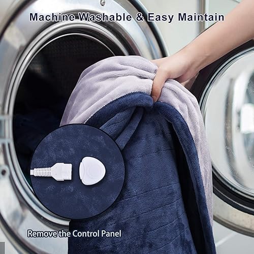 Miniatura 6 de Manta eléctrica suave y acogedora manta térmica de franela de 50 x 60 pulgadas, calentamiento rápido con 6 ajustes de calefacción y 8 ajustes de