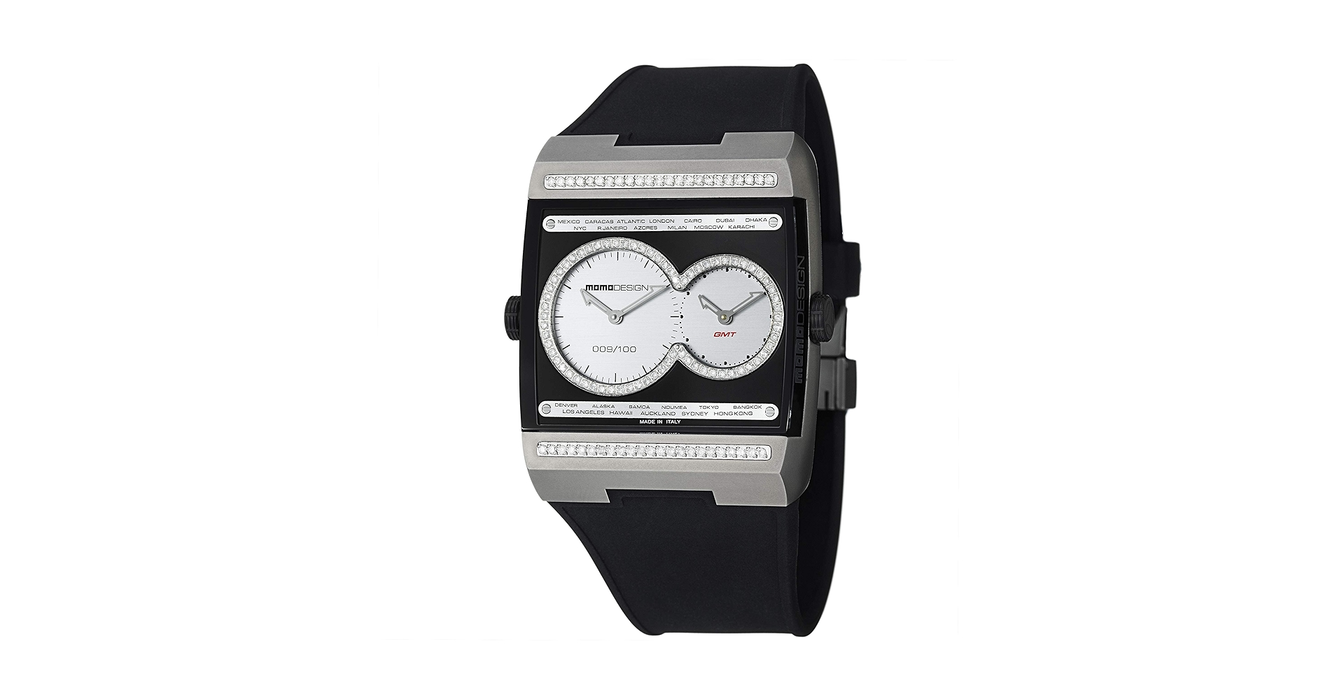 MOMO Design Dual Tech Dual Time Diamond Black Dial Titanium
