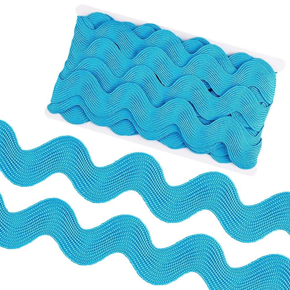 GORGECRAFT 1.58 Inch/40mm Jumbo Rick Rack 10 Yards RIC Rac Trim Christmas Wave Bending Fringe Lace Trimming Ribbon Large Sewing Braided Woven Fabric for Crafts Wedding Cloth Party (Sky Blue)