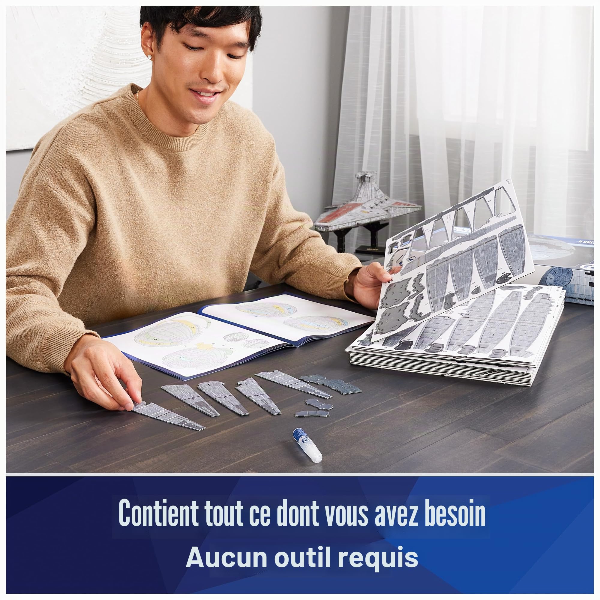 4D Build, Kit de maquette de carton Star Wars Star de la Mort II, 272 pièces | Jouets Star Wars pour la décoration de bureau pour adultes et enfants à partir de 12 ans