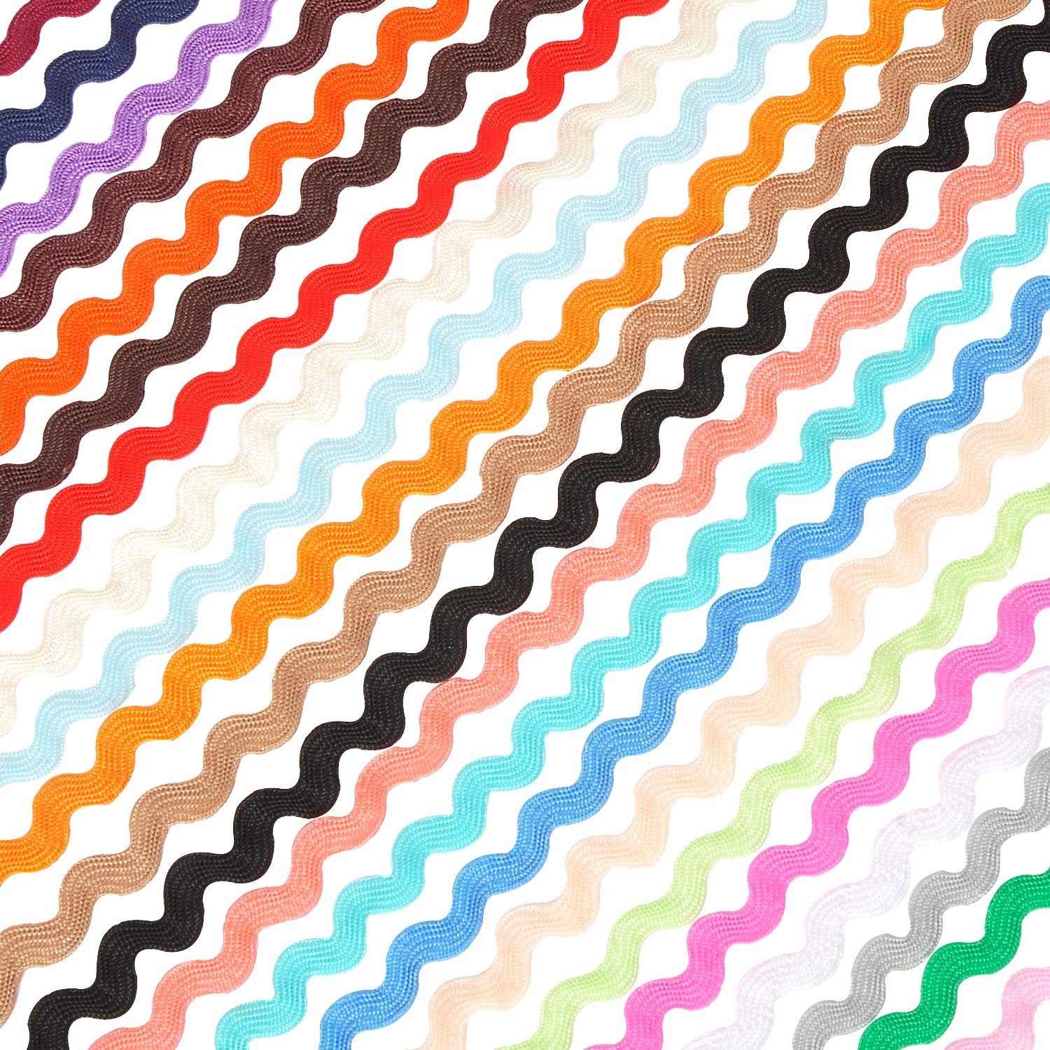 Berolle 16 Colors 112 Yards Wave Bending Fringe Trim Ribbon RIC Rac Ribbons Wrapping Ribbon Fabric Ribbon for DIY Accessories Gift Wrapping