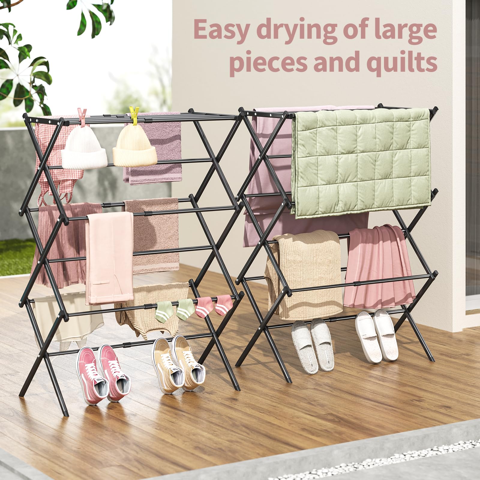 Clothes Drying Rag Snapklik.com : Clothes Drying Rack, 3-Tier Laundry Drying Rack For ...