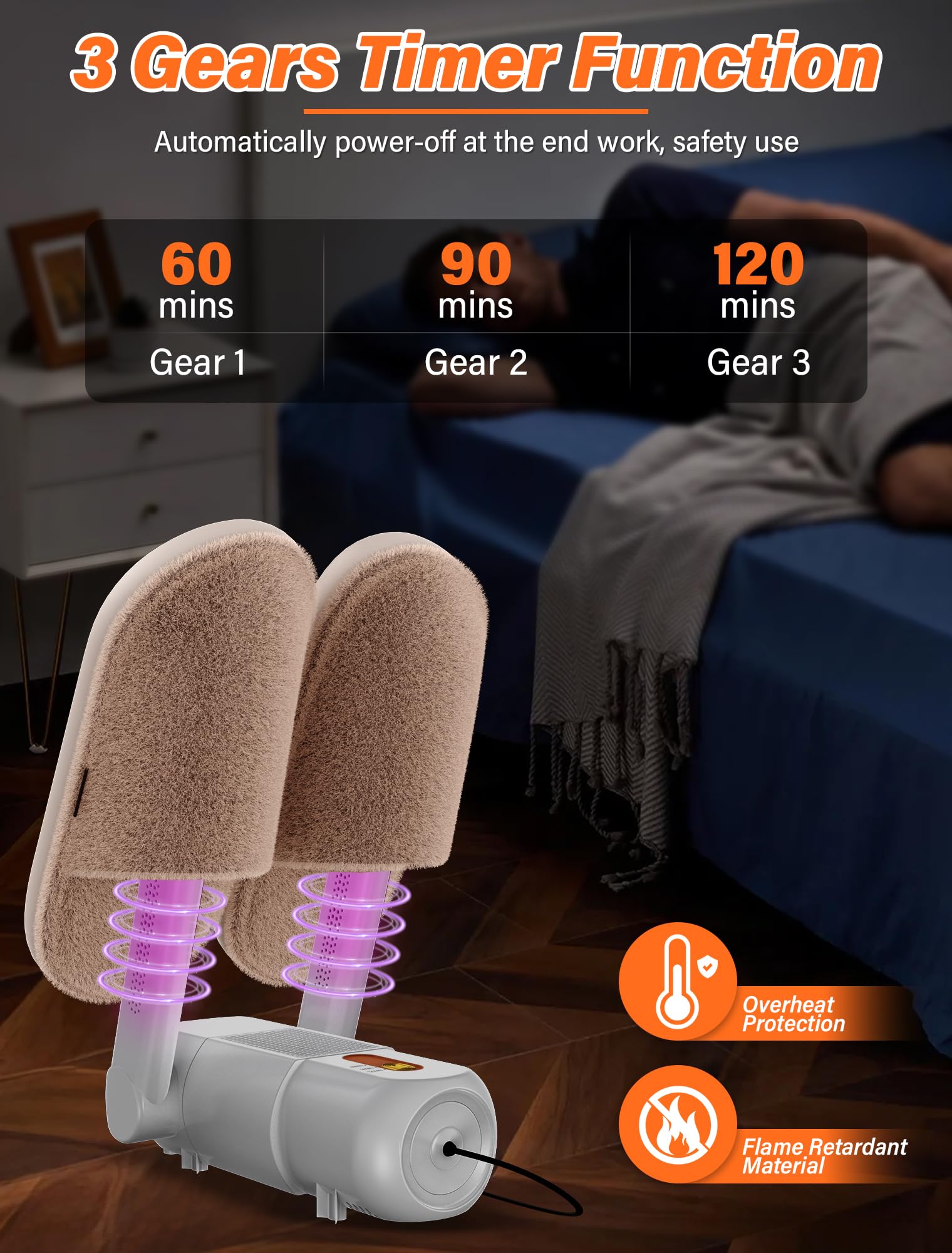 Aissom Asciuga Scarponi, Asciuga Scarpe Elettrico Asciugascarpe con Timer 120mins, Asciuga Stivali Asciuga Scarponi regolabile a 90°, Luce Violetta per scarpe, guanti, cappelli, calze