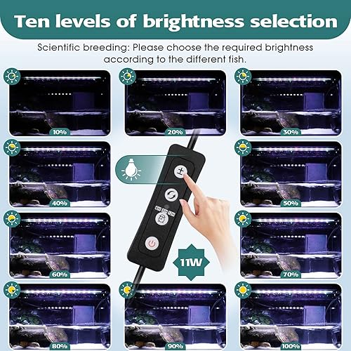 Miniatura 3 de hygger Luz LED para acuario de espectro completo de 16 W con 10 niveles de brillo, LED blanco, azul, rojo, verde, temporizador 6H8H12H, luz RGB para