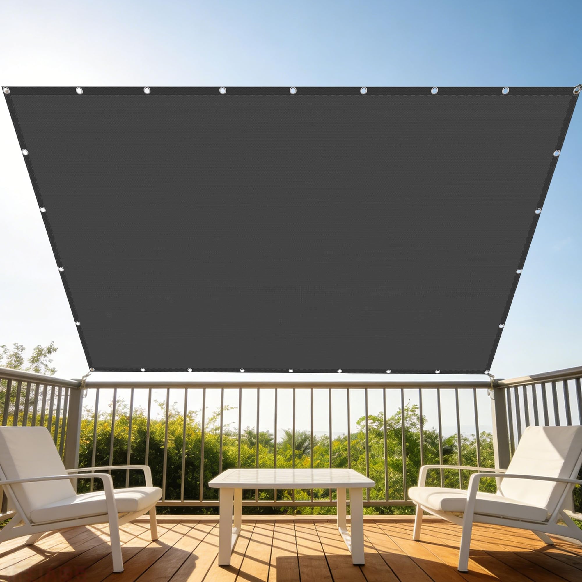 Voile d'ombrage étanche gris foncé rideau extérieur balcon
