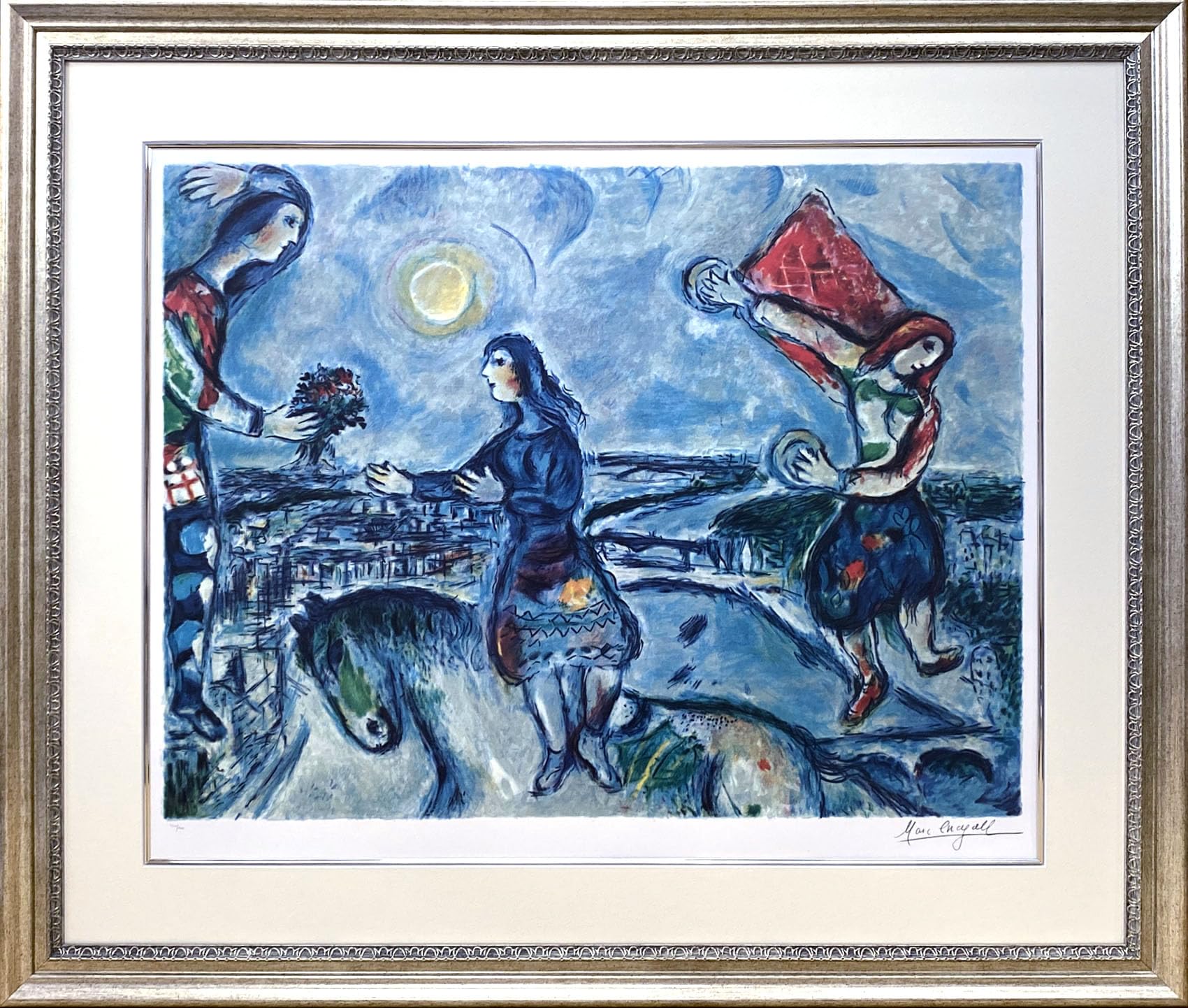 Amazon.co.jp: シャガール 絵画 額付き「パリの恋人」作品証明書 展示
