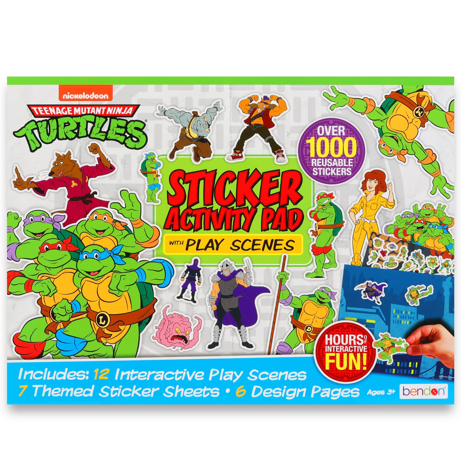 Nastoletnie zmutowane żółwie Ninja Create-A-Scene Ponad 1000 naklejek TMNT Podkładka aktywności do koloru - nastoletnie zmutowane żółwie ninja naklejka książka scena zabawy (28 x 40 cm)
