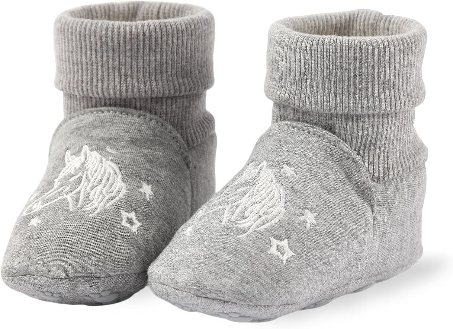 Newborn Infant Baby Cotton Booties Non-Slip Sole for Toddler Boys Girls Winter Warm Stay On Socks Shoes Unisex First Walkers Ankle Crib Slippers Shoes 3-6,6-12,12-18 Months