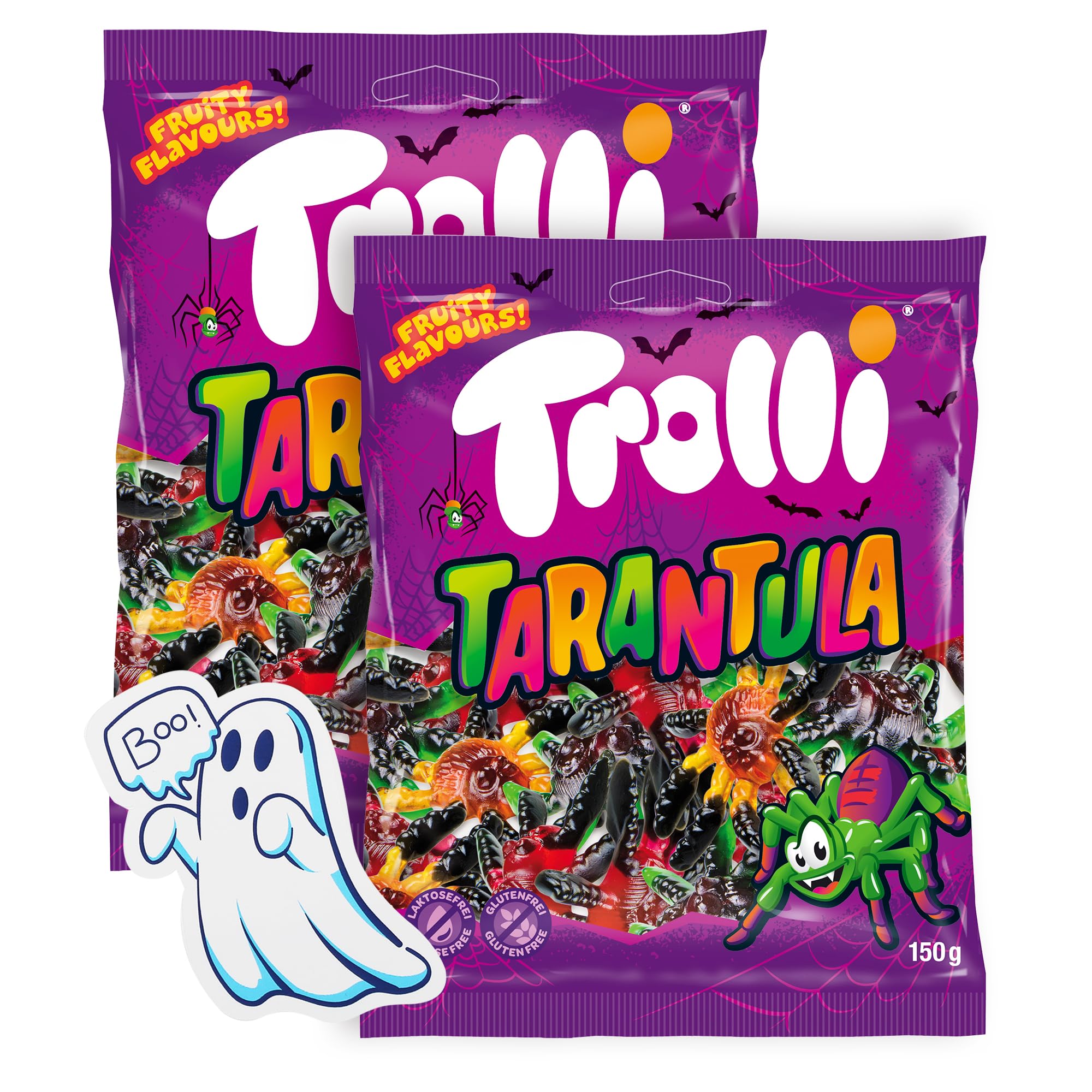 Trolli Tarantula 2er Set je 150g Gummi-Spinnen inkl. Geistersticker