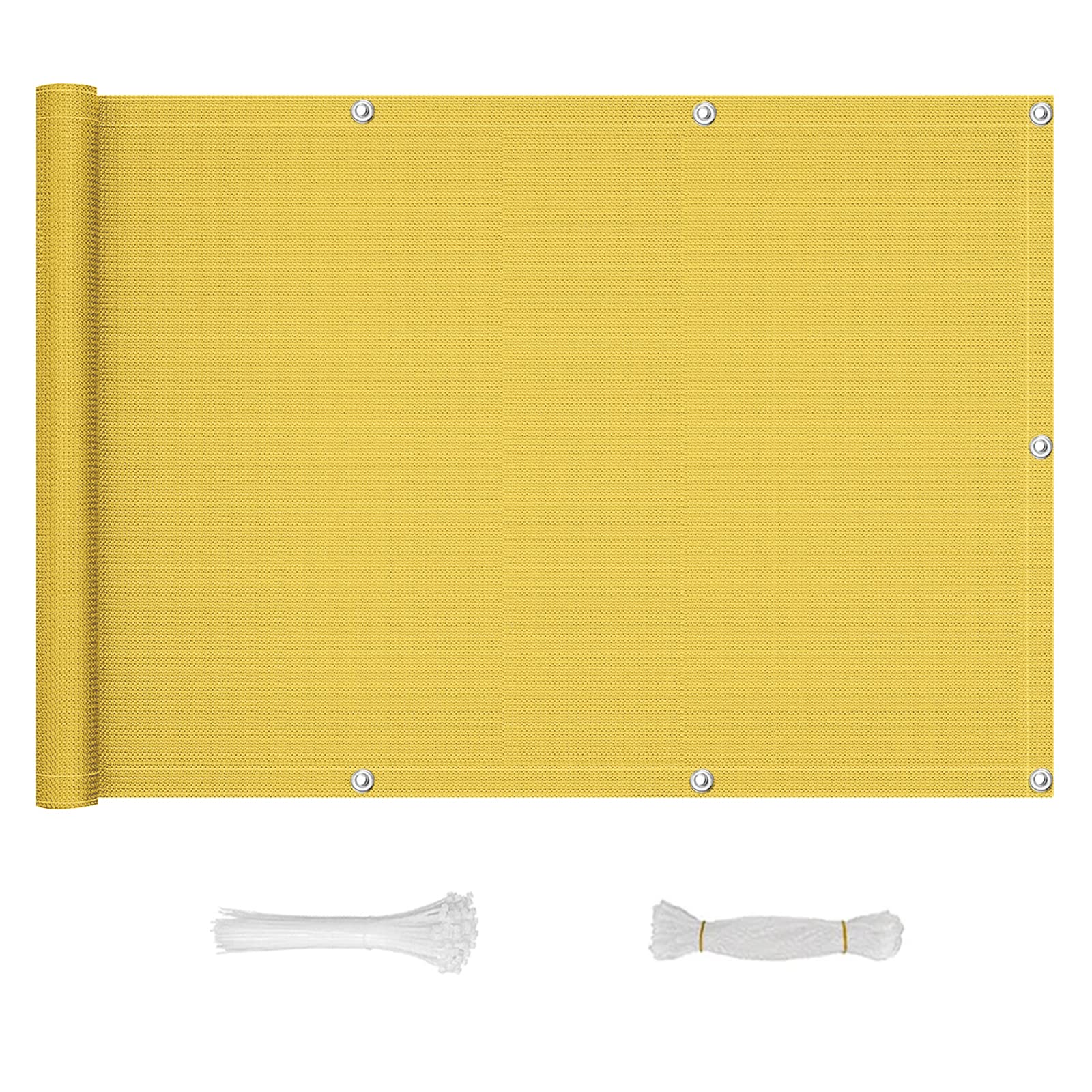 QINGLV Balcony Privacy Protective Screens 90x400cm Privacy Balcony Screen UV Protection Windbreak Fence Privacy Screen For Garden For Patio, Fence, Backyard, Porch -Yellow