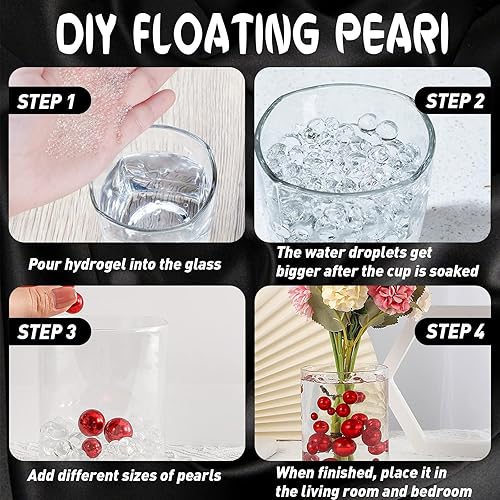 Miniatura 4 de Perlas flotantes rojas para el día de San Valentín  150 cuentas de perlas de San Valentín para centros de mesa, cuentas rojas sin agujero, cuentas